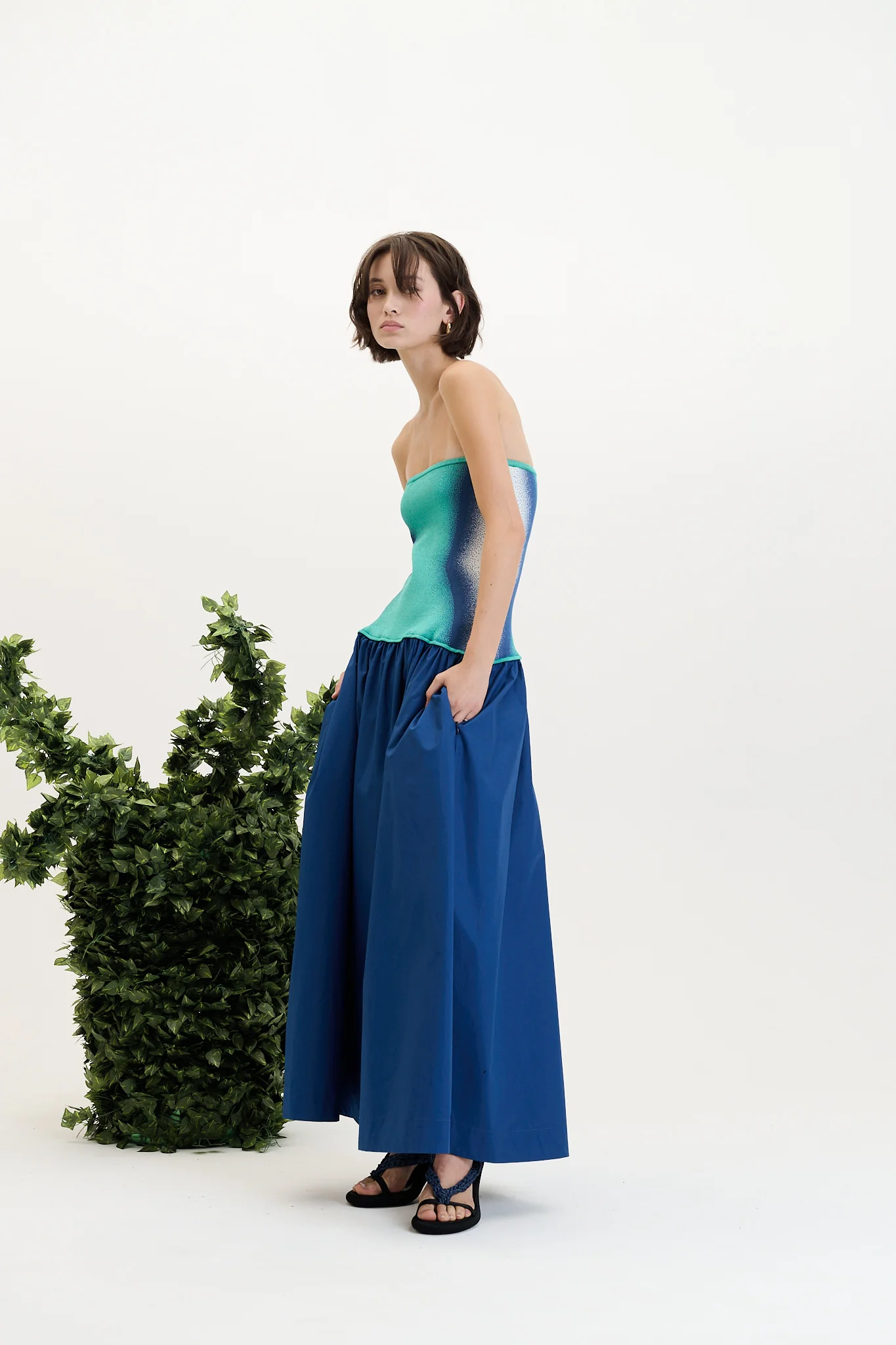 ALMOND MIXED MEDIA TUBE DRESS - Image 2