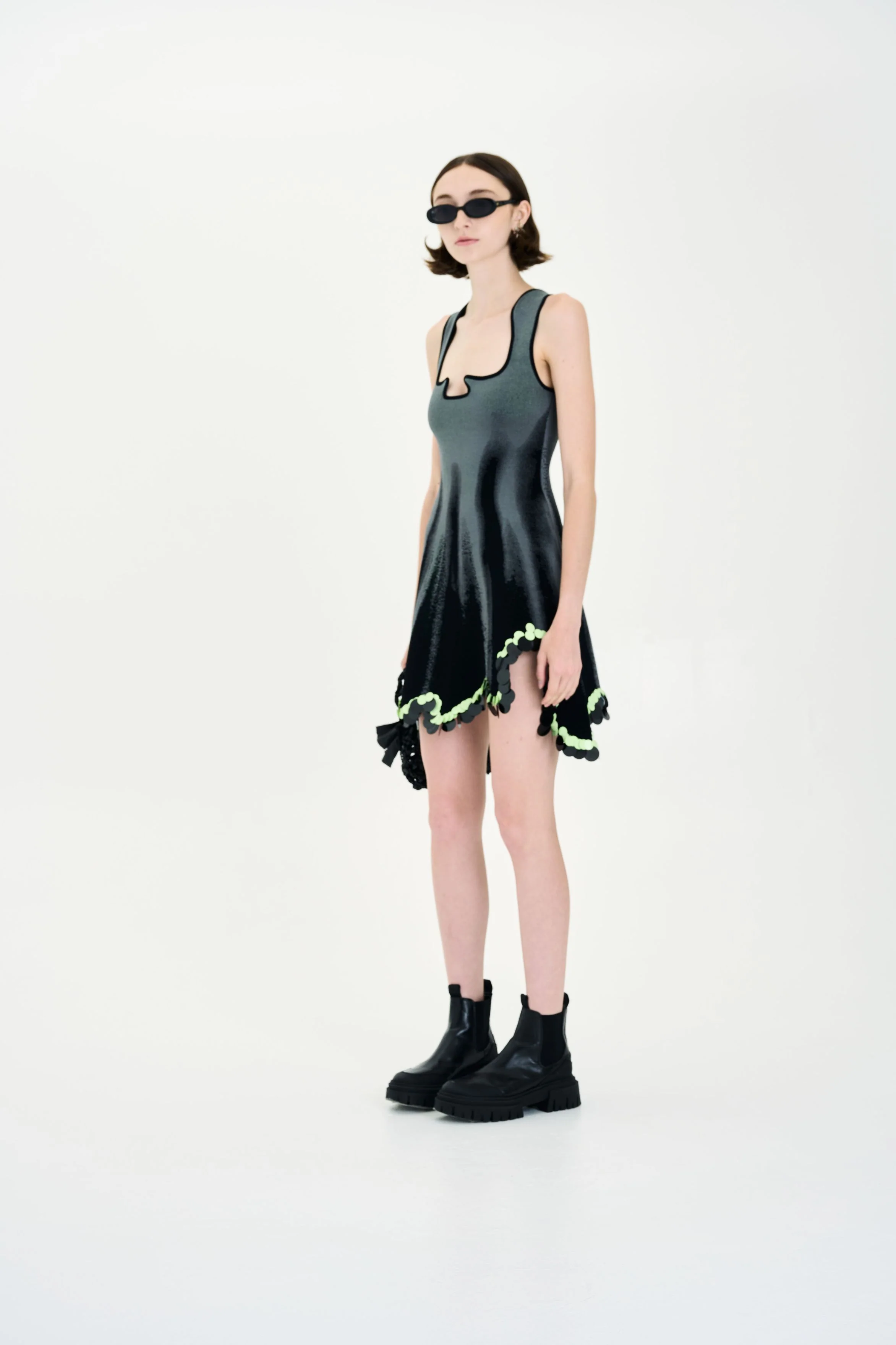 ALYSSA DENIM PRINT WAVY TANK DRESS WITH SEQUINS - Image 2