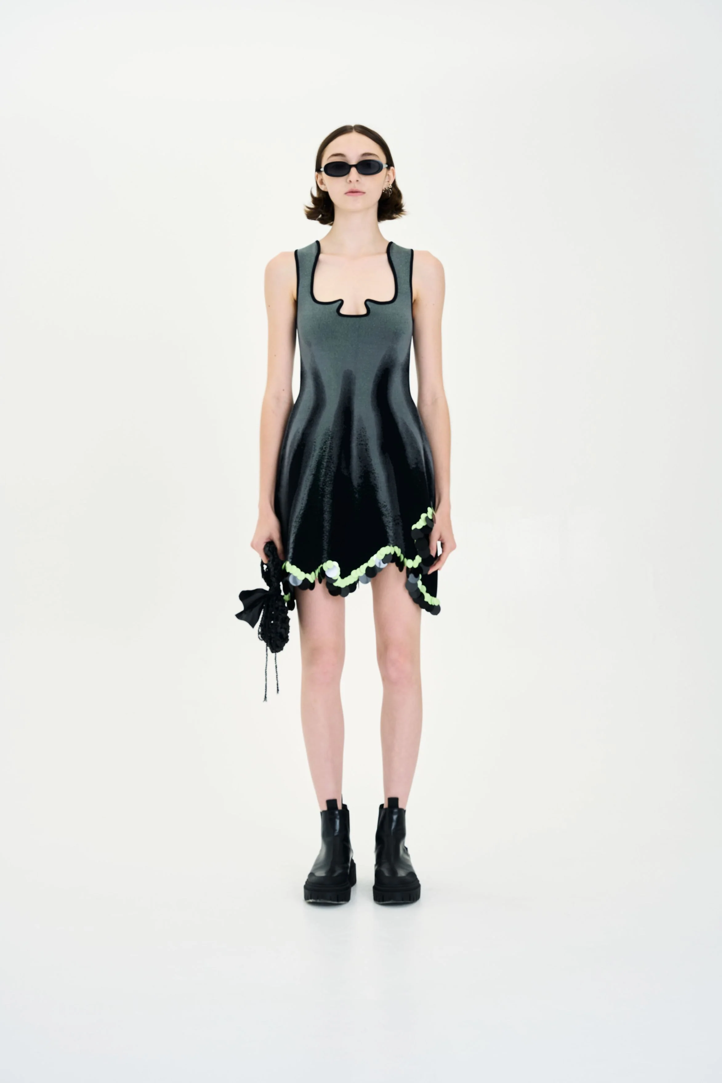 ALYSSA DENIM PRINT WAVY TANK DRESS WITH SEQUINS - Image 3