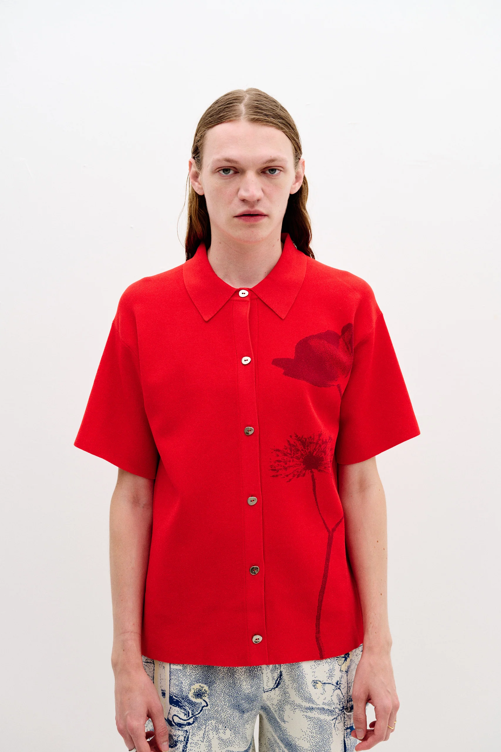 AMBER FLOWER PRINT OVERSIZED POLO SHIRT - Image 5