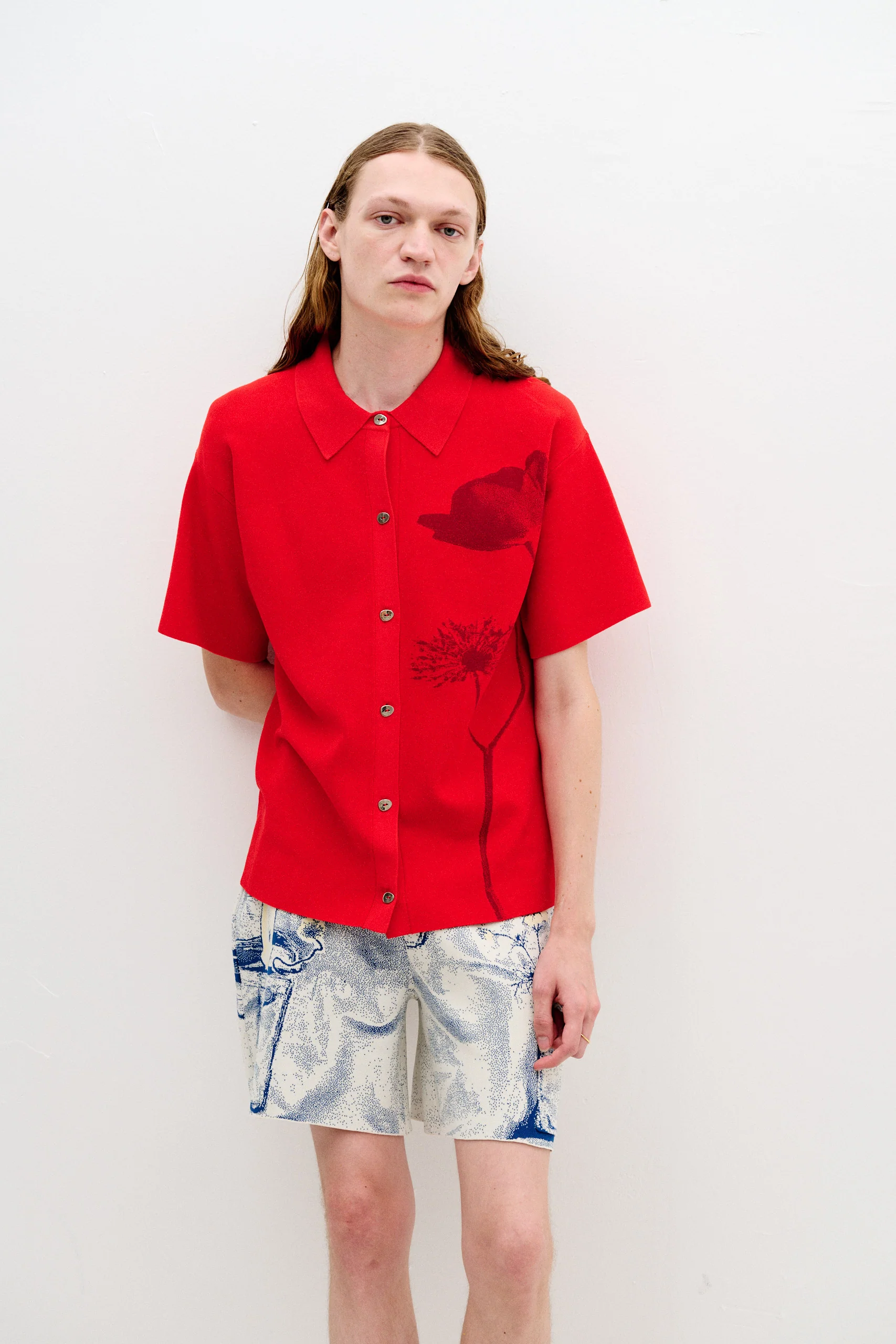 AMBER FLOWER PRINT OVERSIZED POLO SHIRT - Image 6