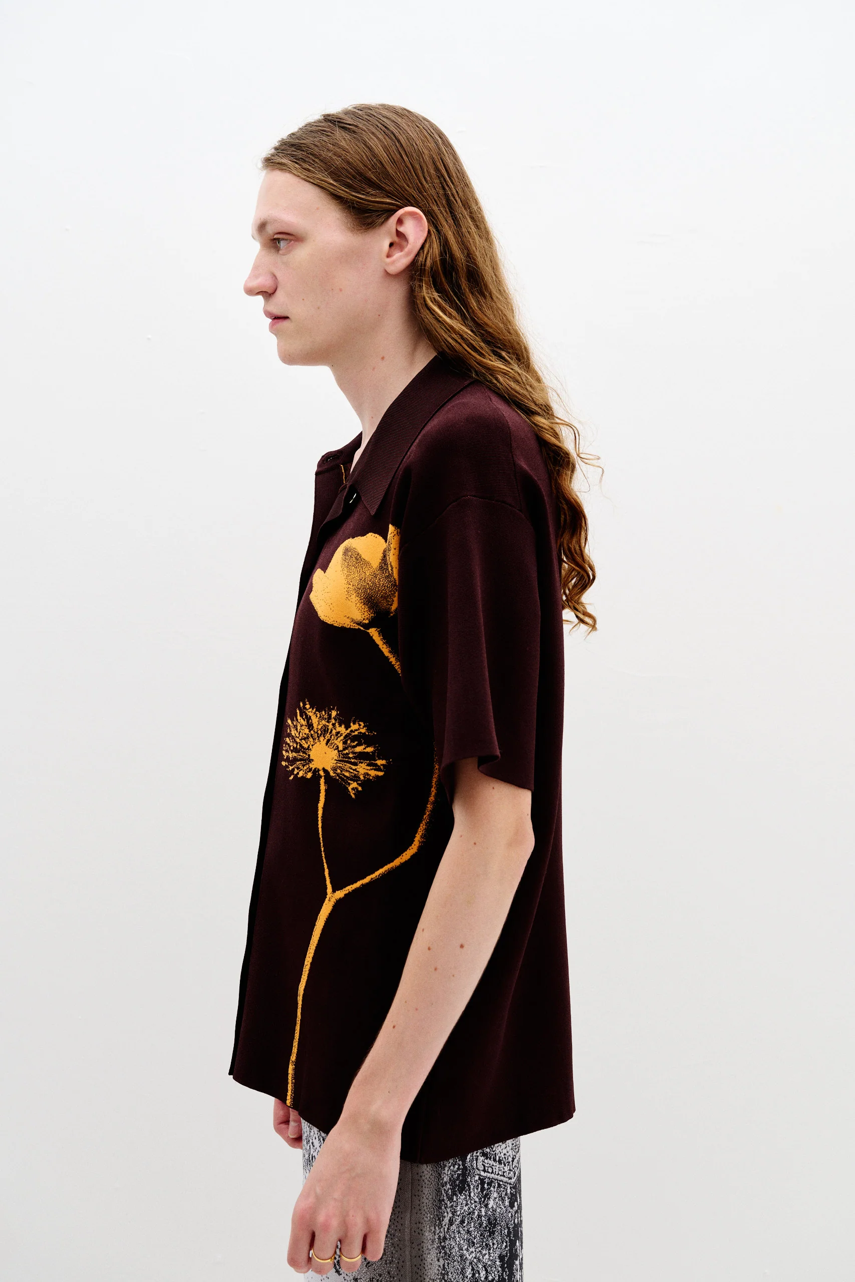 AMBER FLOWER PRINT OVERSIZED POLO SHIRT - Image 5