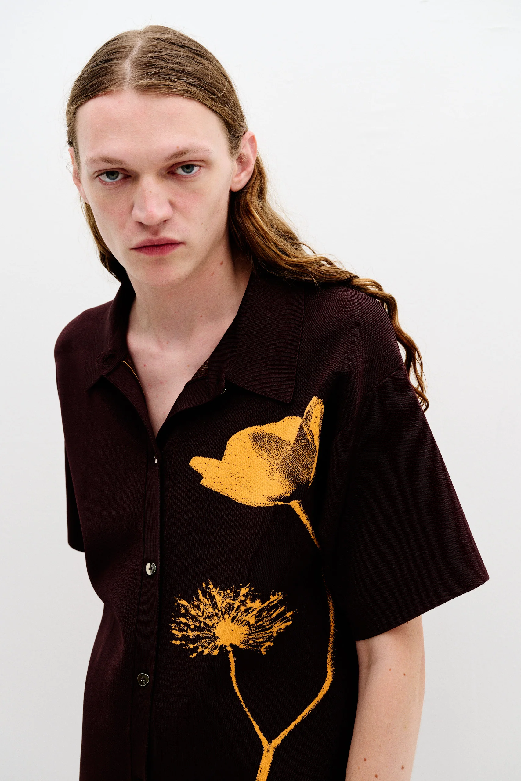 AMBER FLOWER PRINT OVERSIZED POLO SHIRT - Image 6