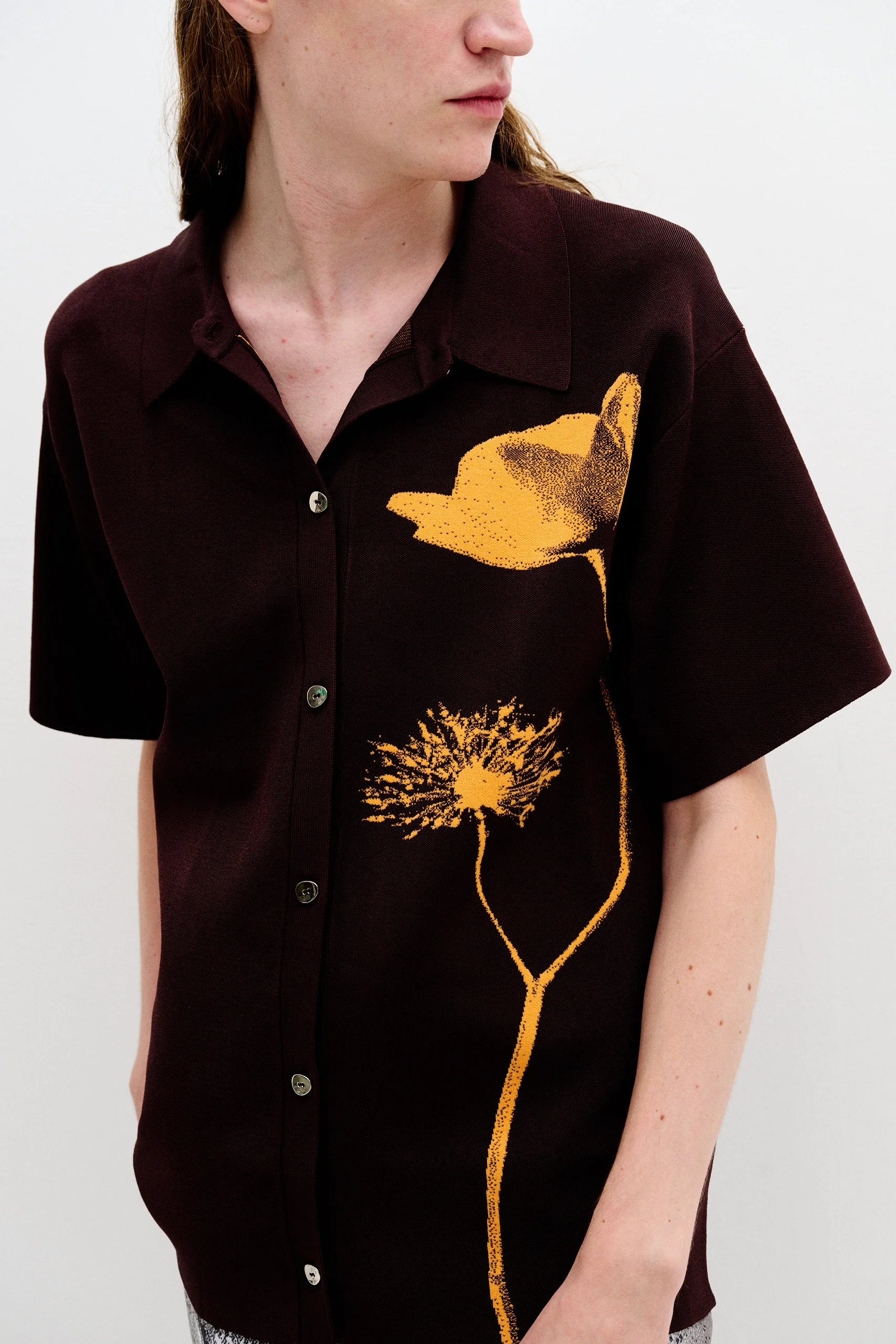 AMBER FLOWER PRINT OVERSIZED POLO SHIRT - Image 7