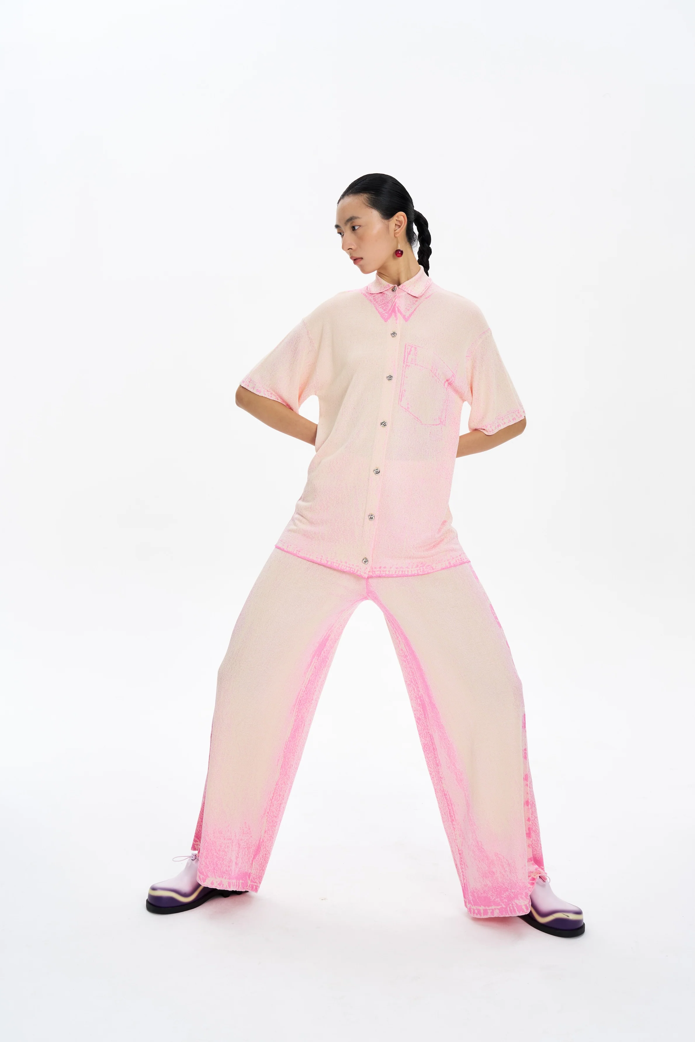 ARIA DENIM PRINT WIDE LEG PANTS - Image 2