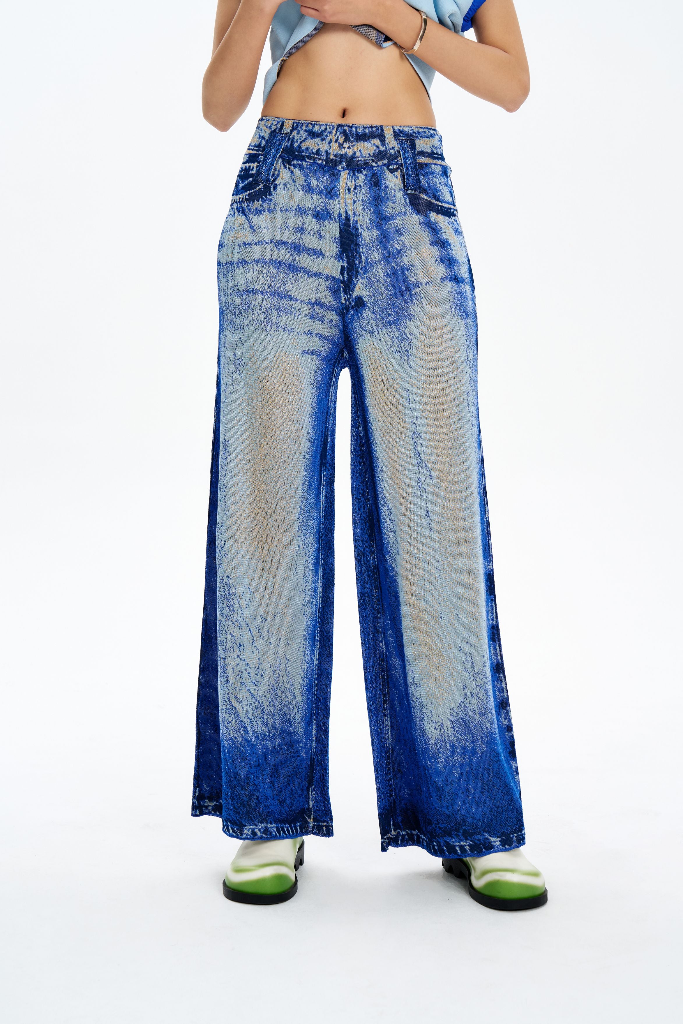 ARIA DENIM PRINT WIDE LEG PANTS - Image 3