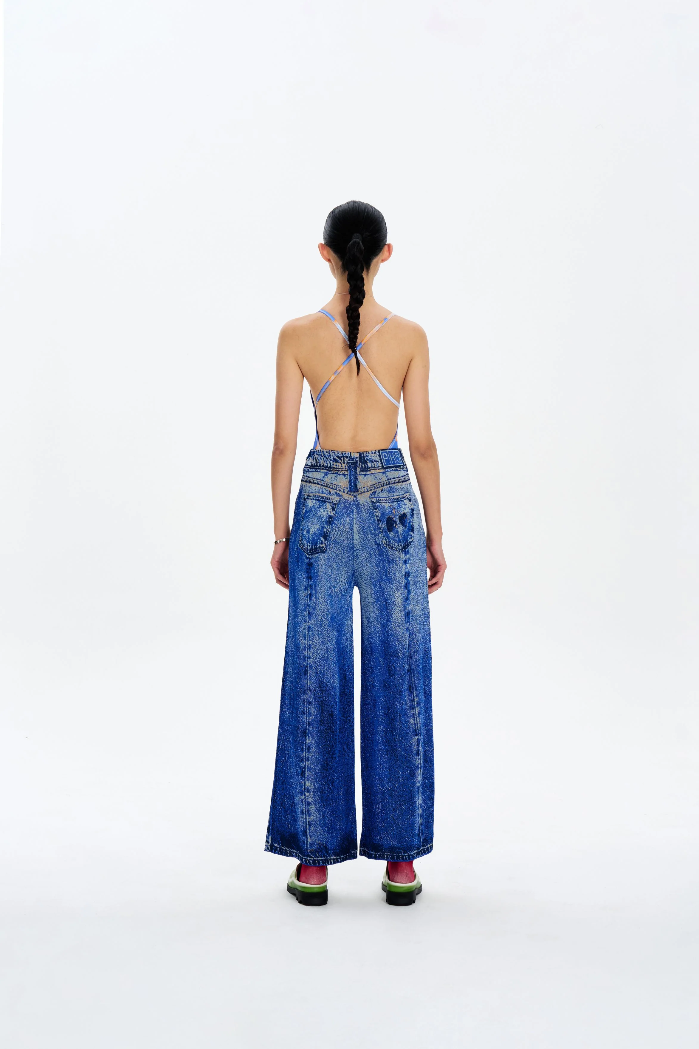 ARIA DENIM PRINT WIDE LEG PANTS - Image 4
