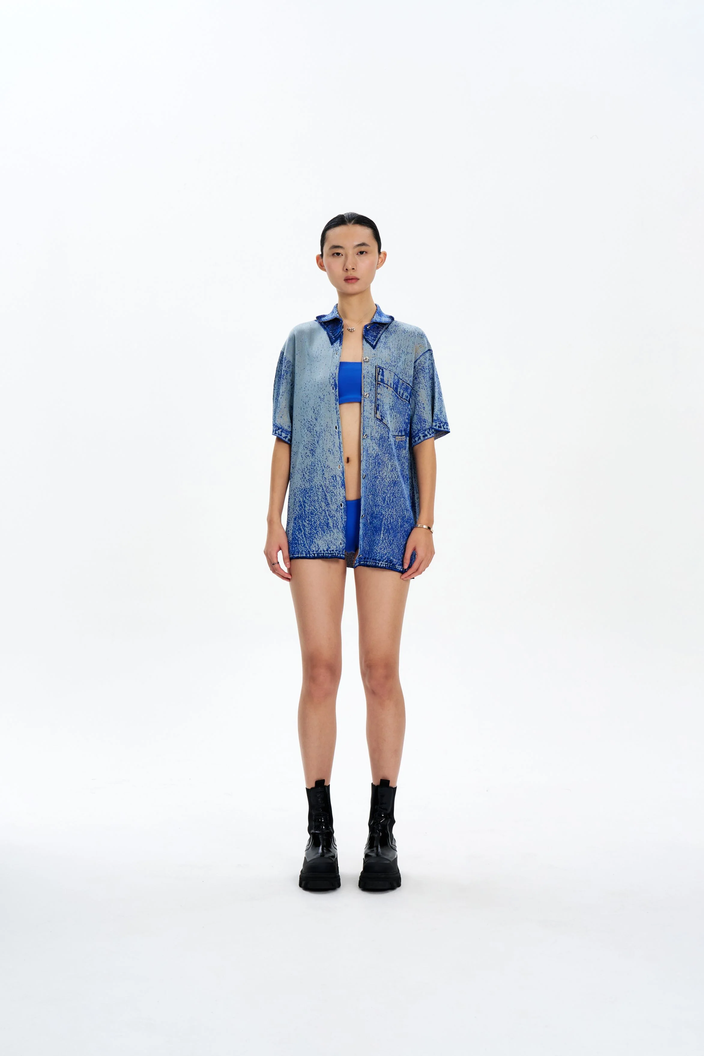 ASHER OVERSIZED DENIM PRINT POLO - Image 2