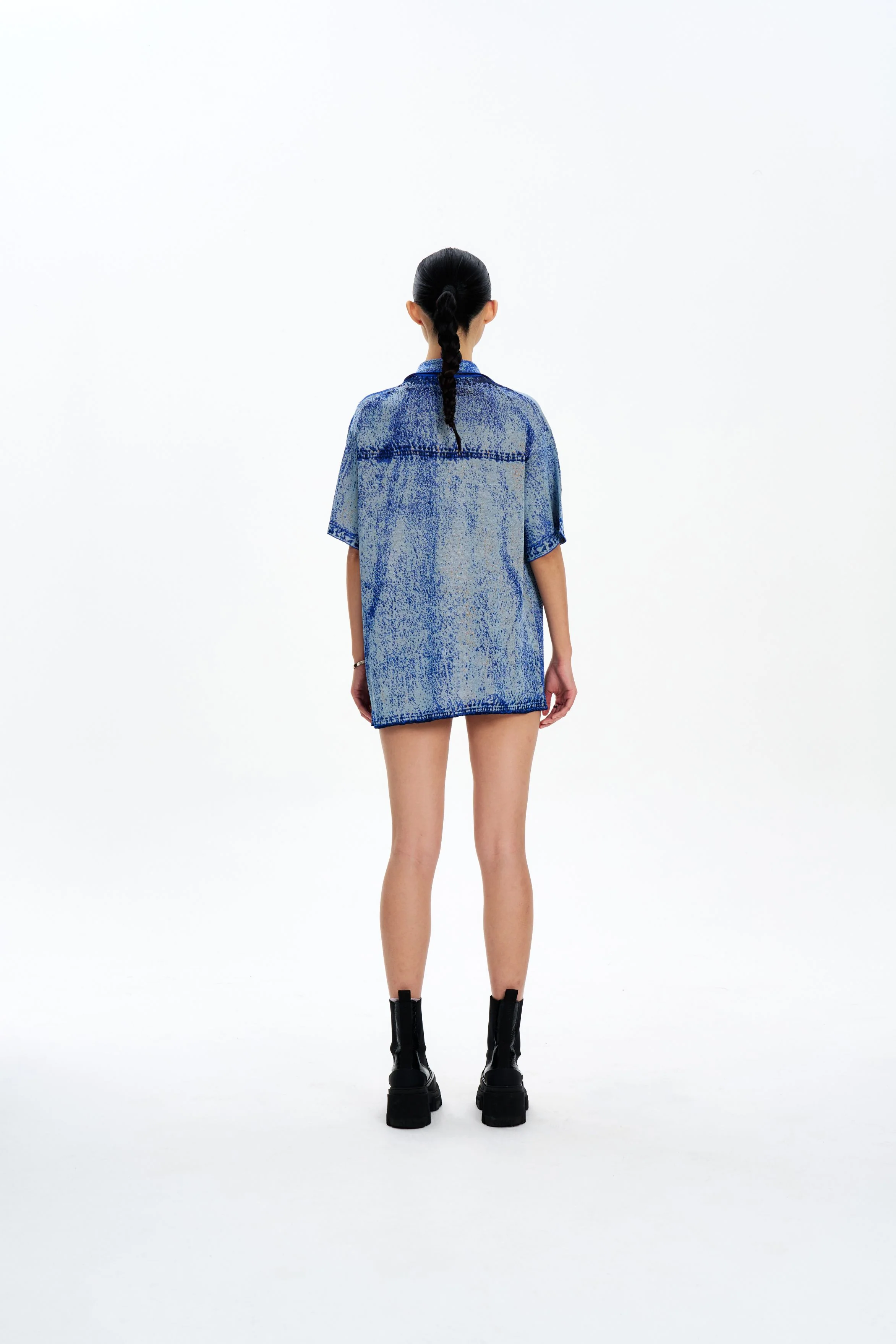 ASHER OVERSIZED DENIM PRINT POLO - Image 4