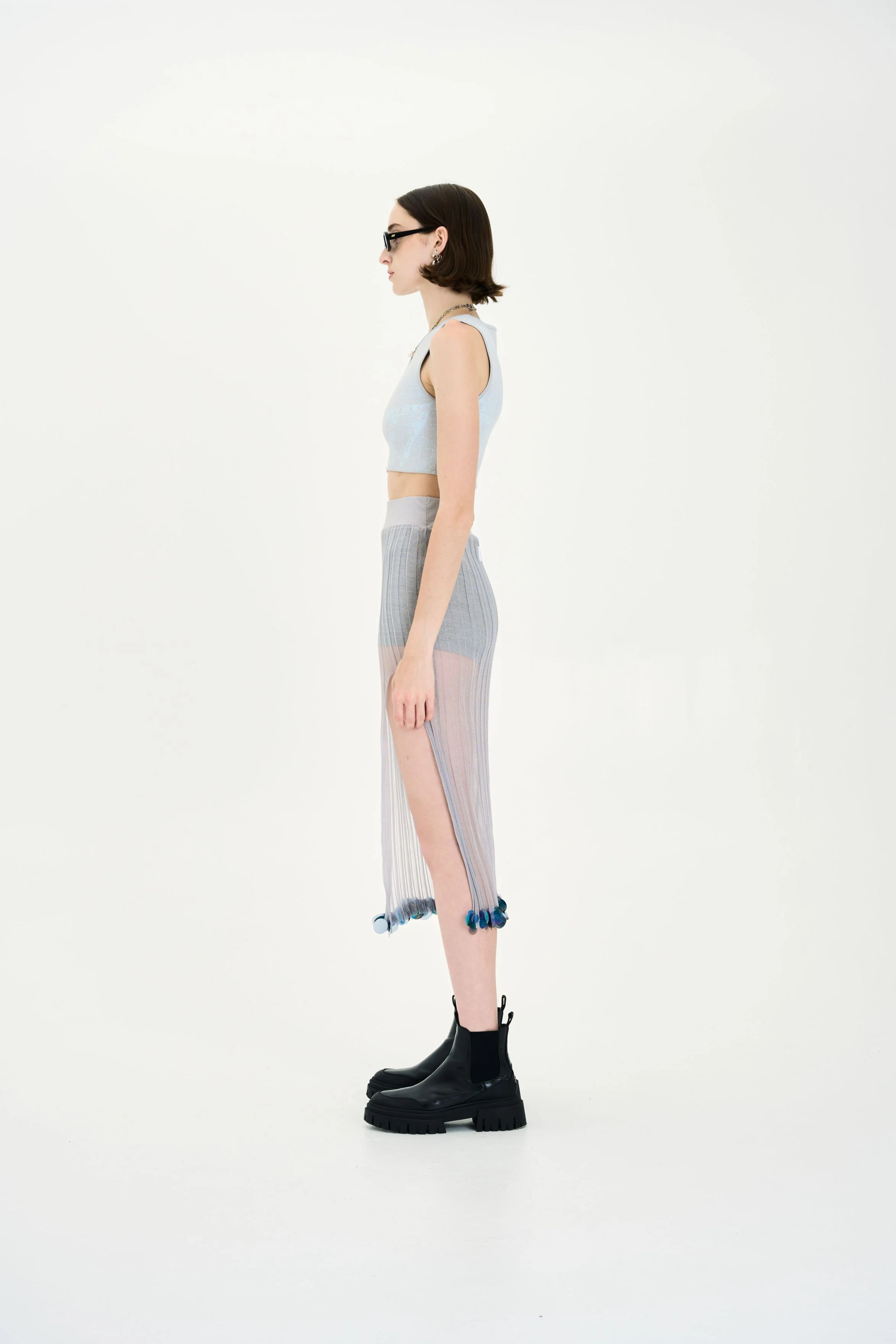 ASTER ORGANZA SHEER SKIRT WITH SEQUINS - Image 4