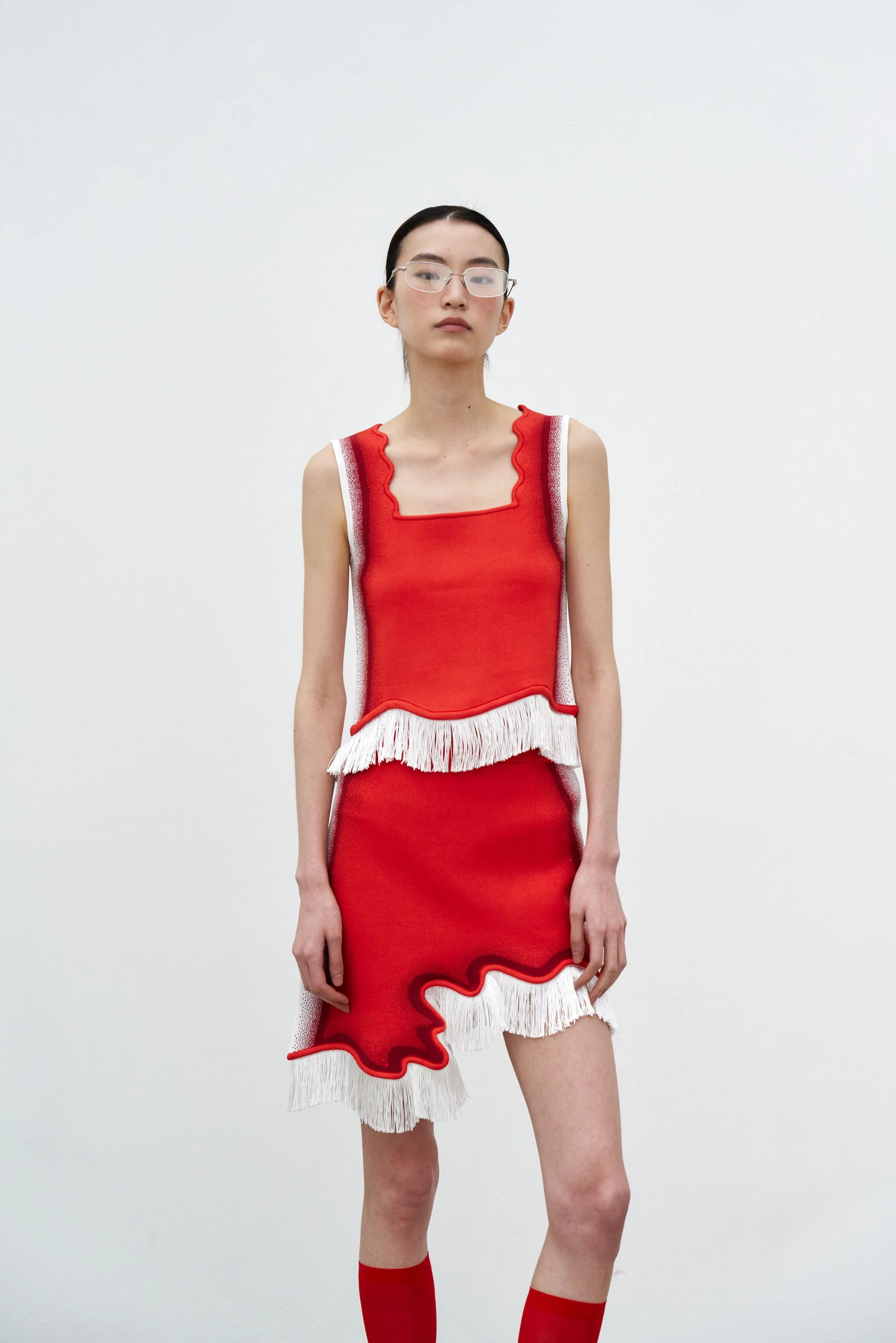 AUDREY WAVY MINI SKIRT WITH FRINGE - Image 2