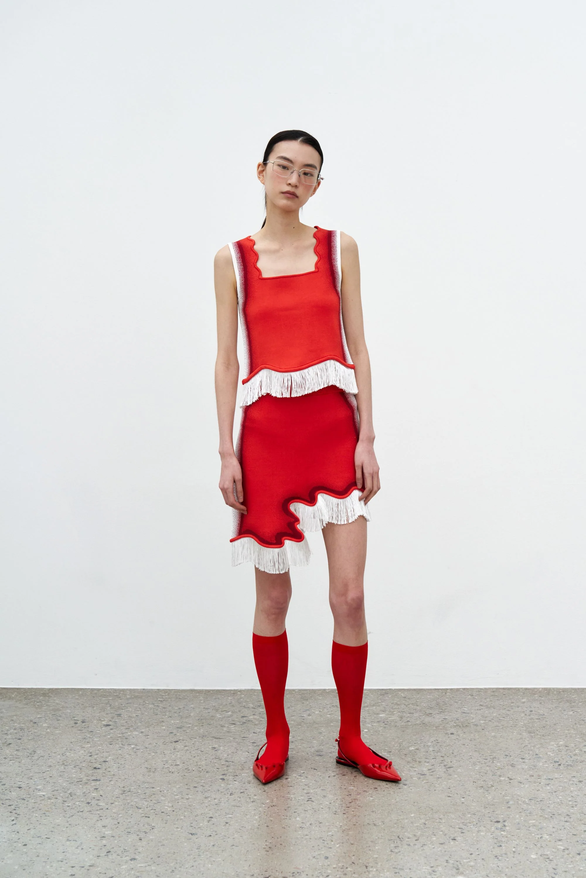 AUDREY WAVY MINI SKIRT WITH FRINGE - Image 3