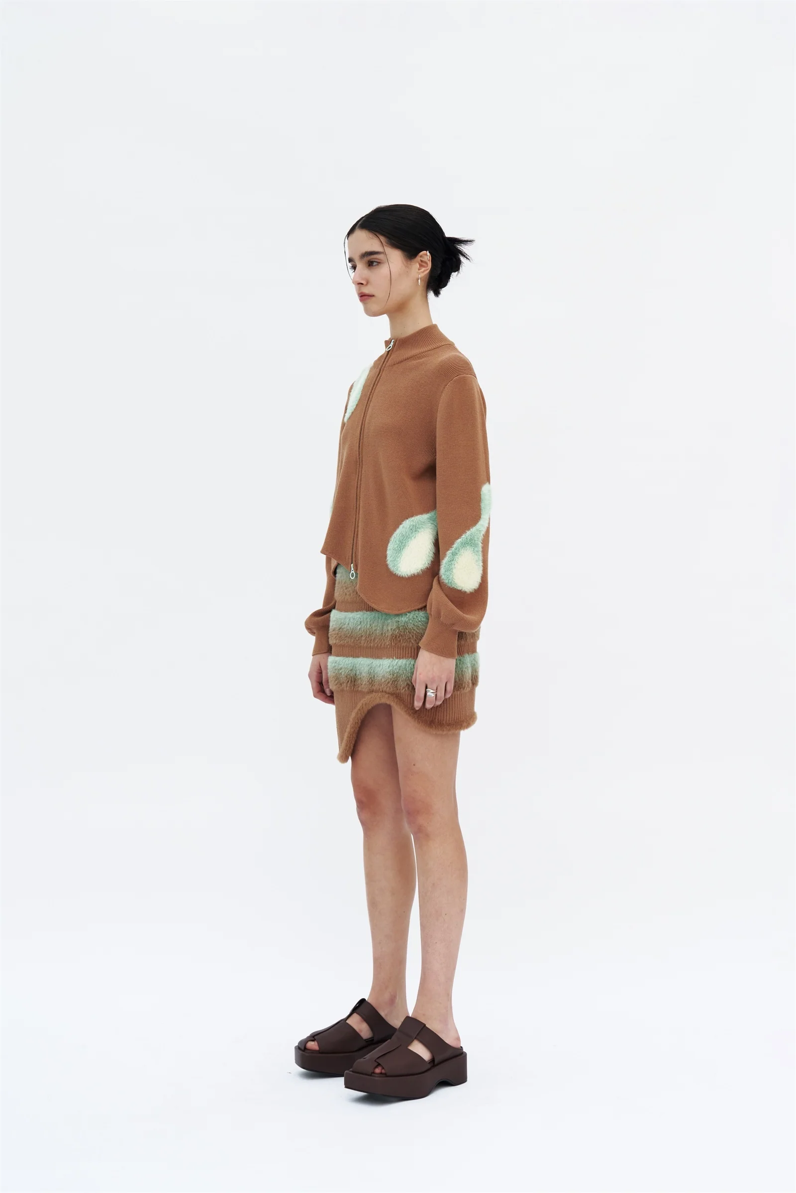 BLENNY MIXED MEDIA JACKET WITH WAVY HEM - Image 3