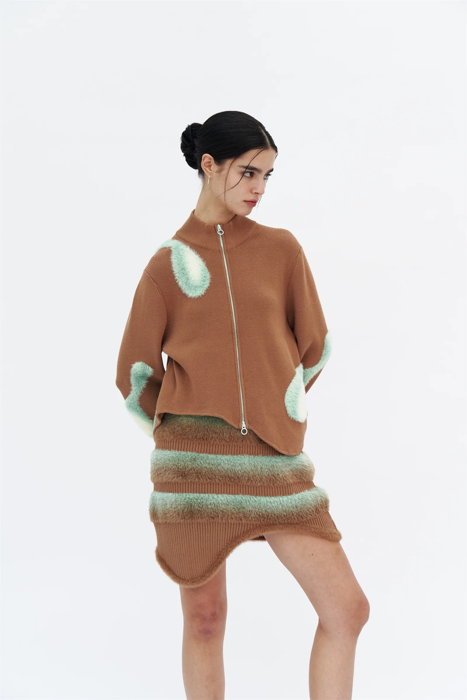 BLENNY MIXED MEDIA JACKET WITH WAVY HEM - Image 5