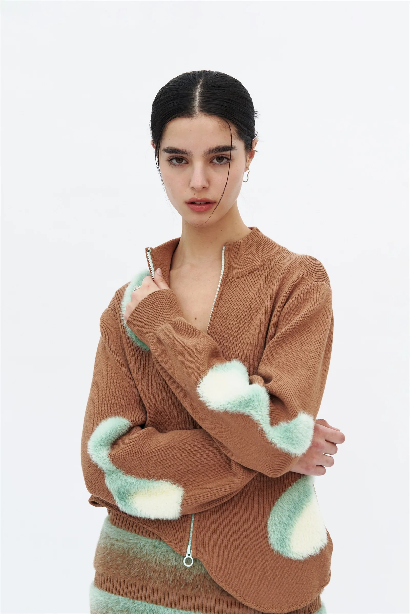 BLENNY MIXED MEDIA JACKET WITH WAVY HEM - Image 6