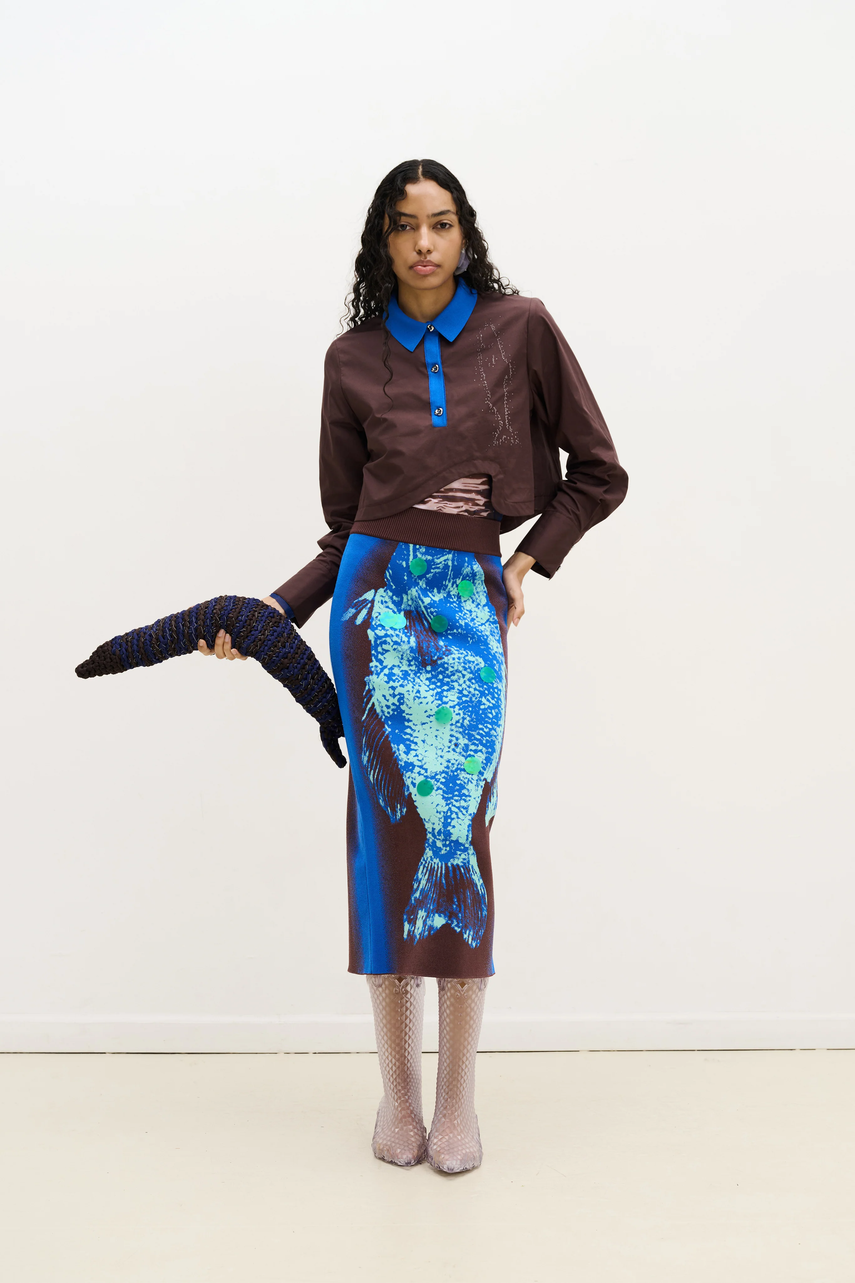 BREAM FISH PRINT MIDI SKIRT - Image 2