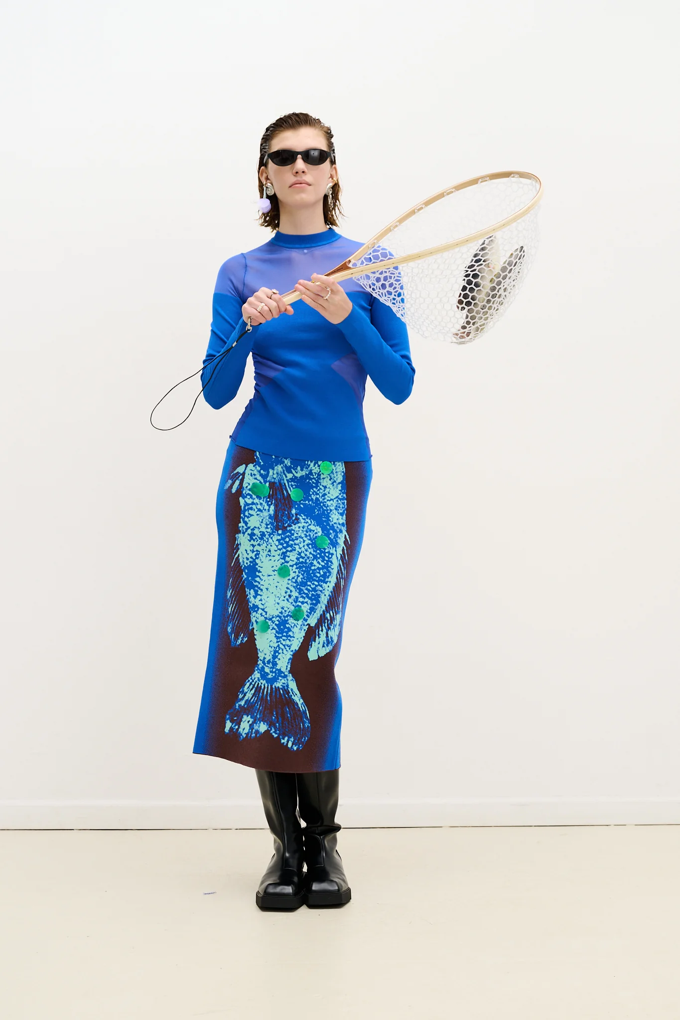 BREAM FISH PRINT MIDI SKIRT - Image 3
