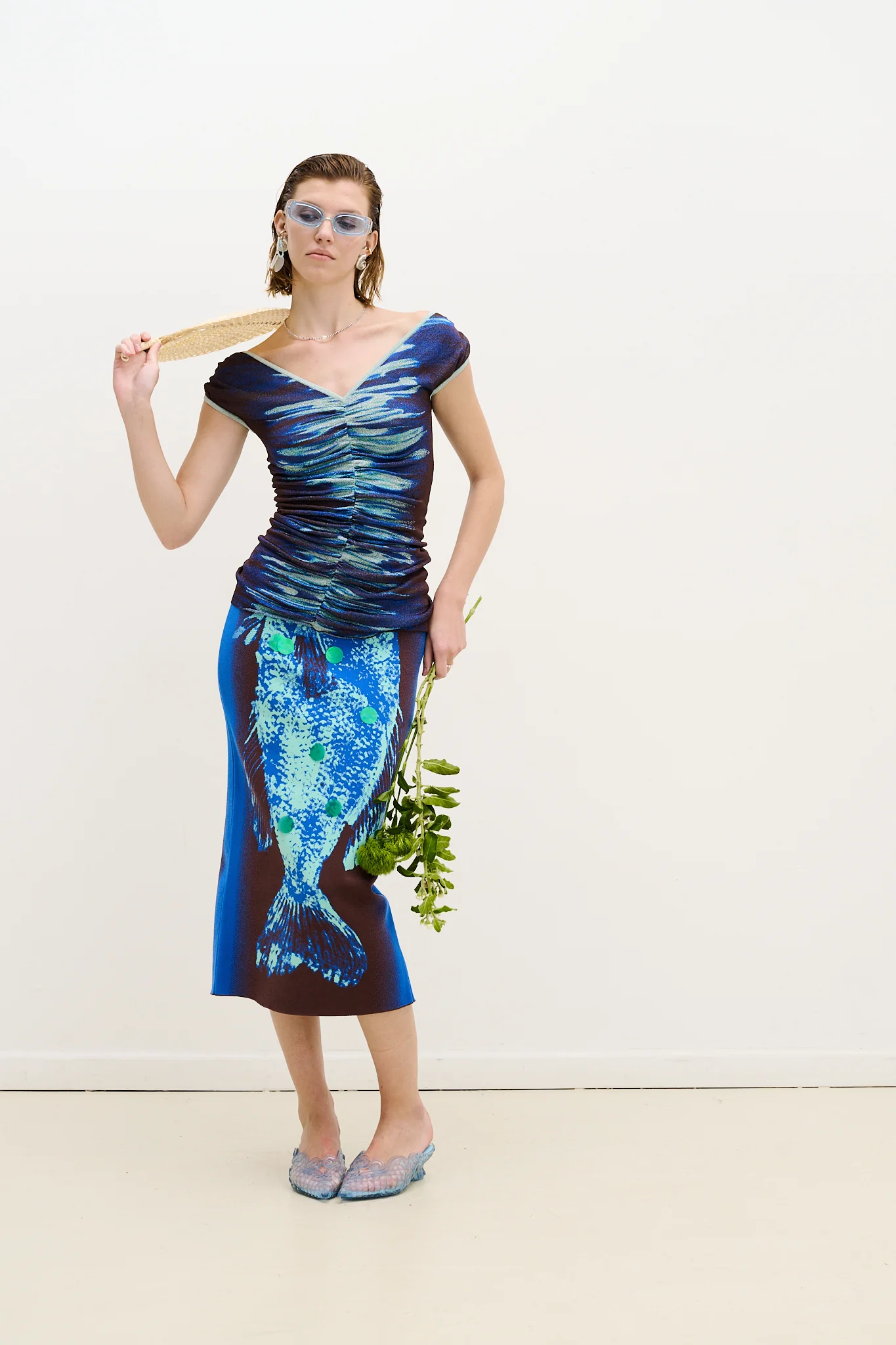 BREAM FISH PRINT MIDI SKIRT - Image 4