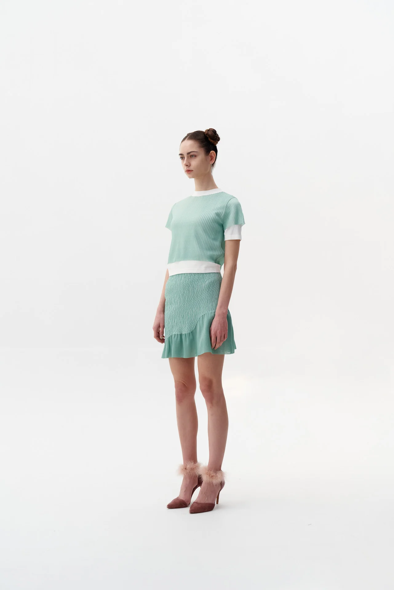 CALIBAN 3D-BUBBLE RUCHED WAVY MINI SKIRT - Image 2