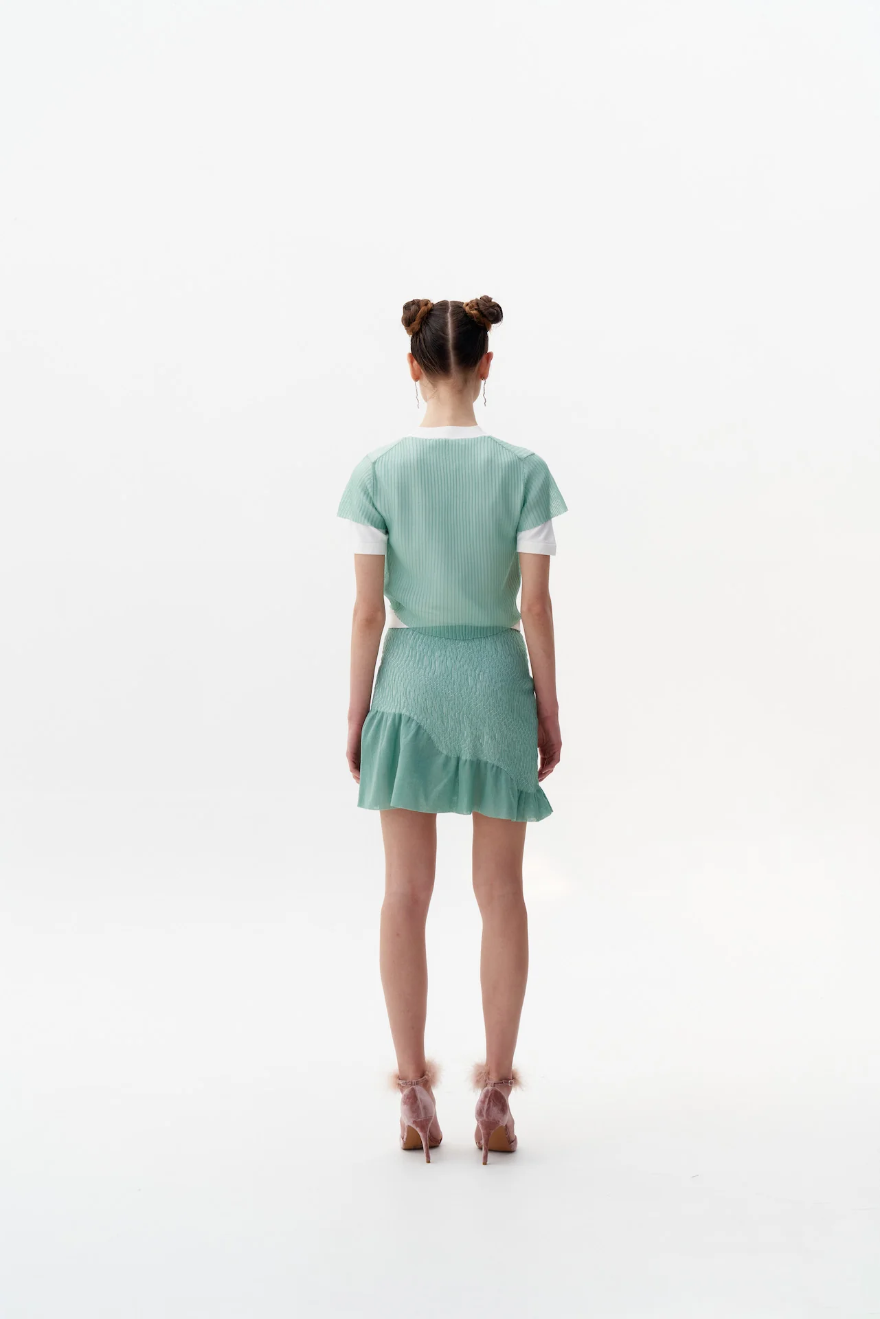CALIBAN 3D-BUBBLE RUCHED WAVY MINI SKIRT - Image 3