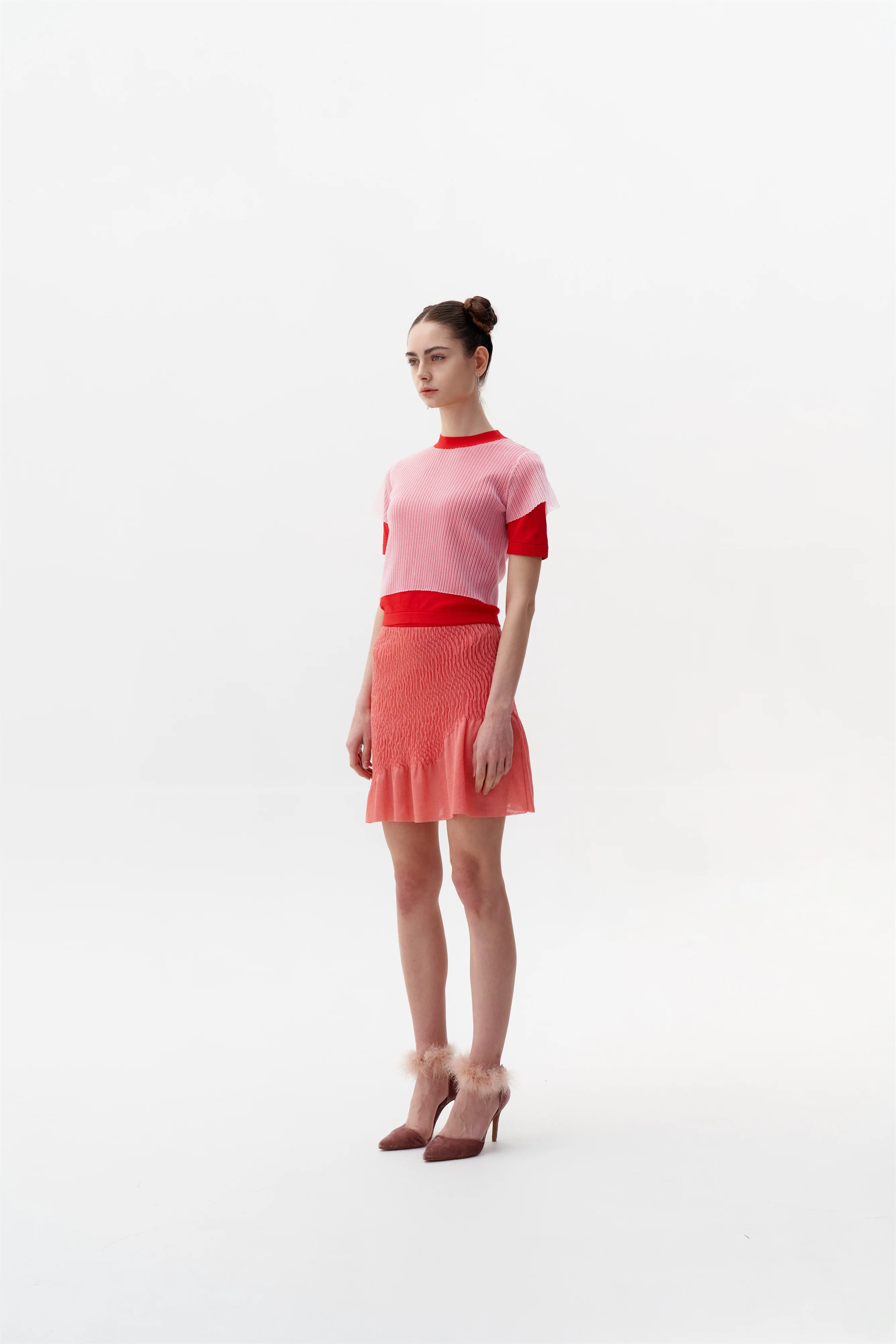 CALIBAN 3D-BUBBLE RUCHED WAVY MINI SKIRT - Image 2