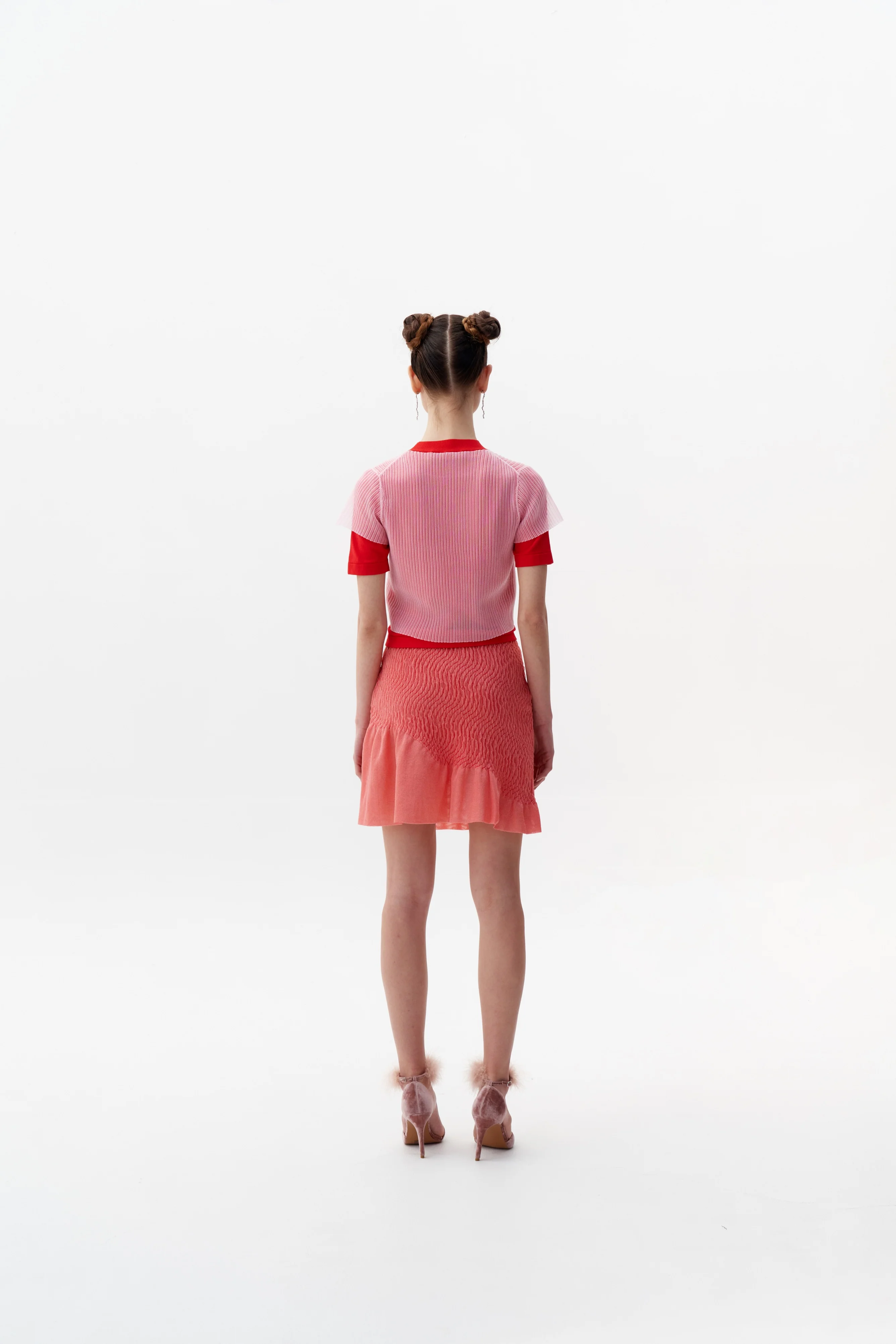 CALIBAN 3D-BUBBLE RUCHED WAVY MINI SKIRT - Image 3