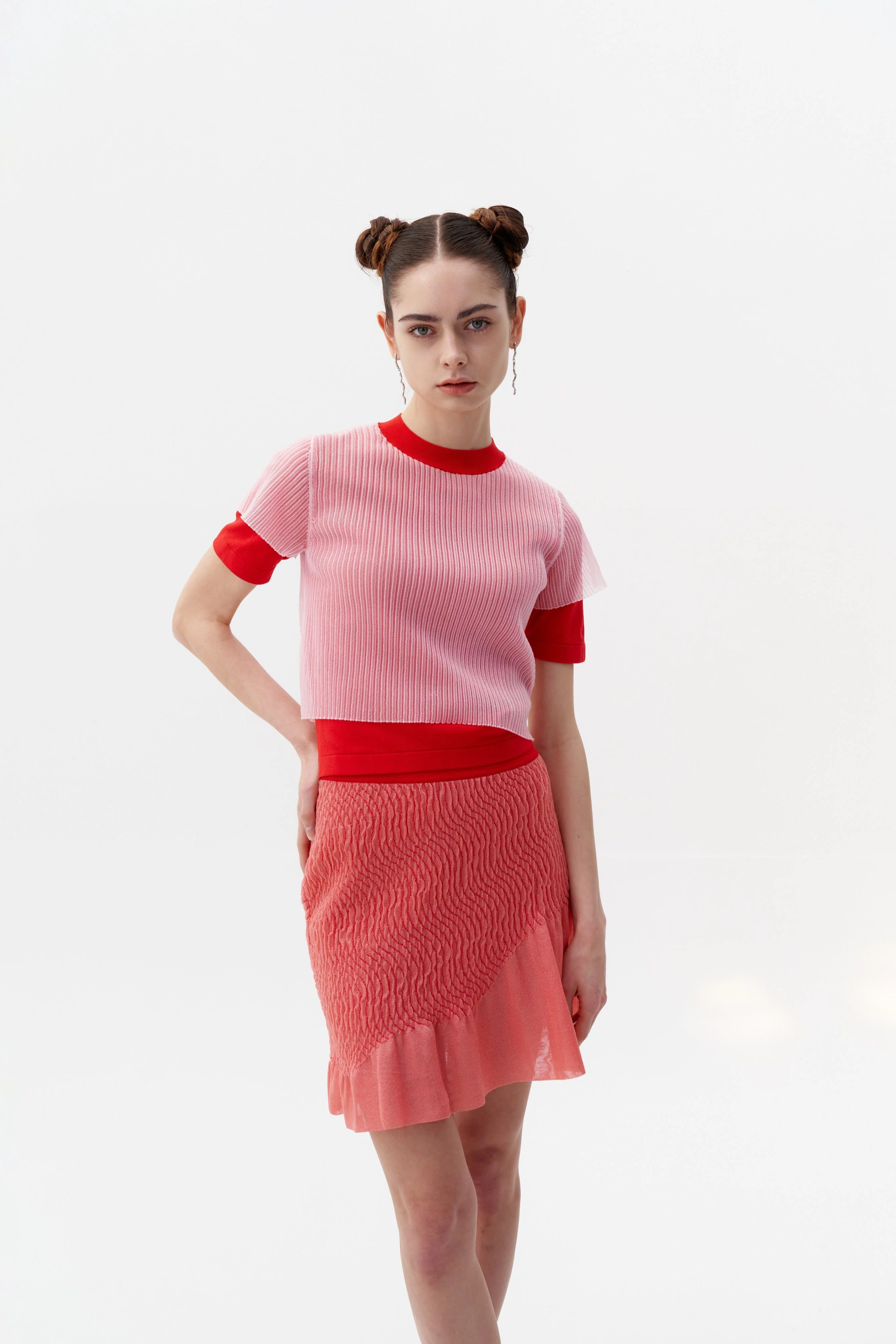CALIBAN 3D-BUBBLE RUCHED WAVY MINI SKIRT - Image 4