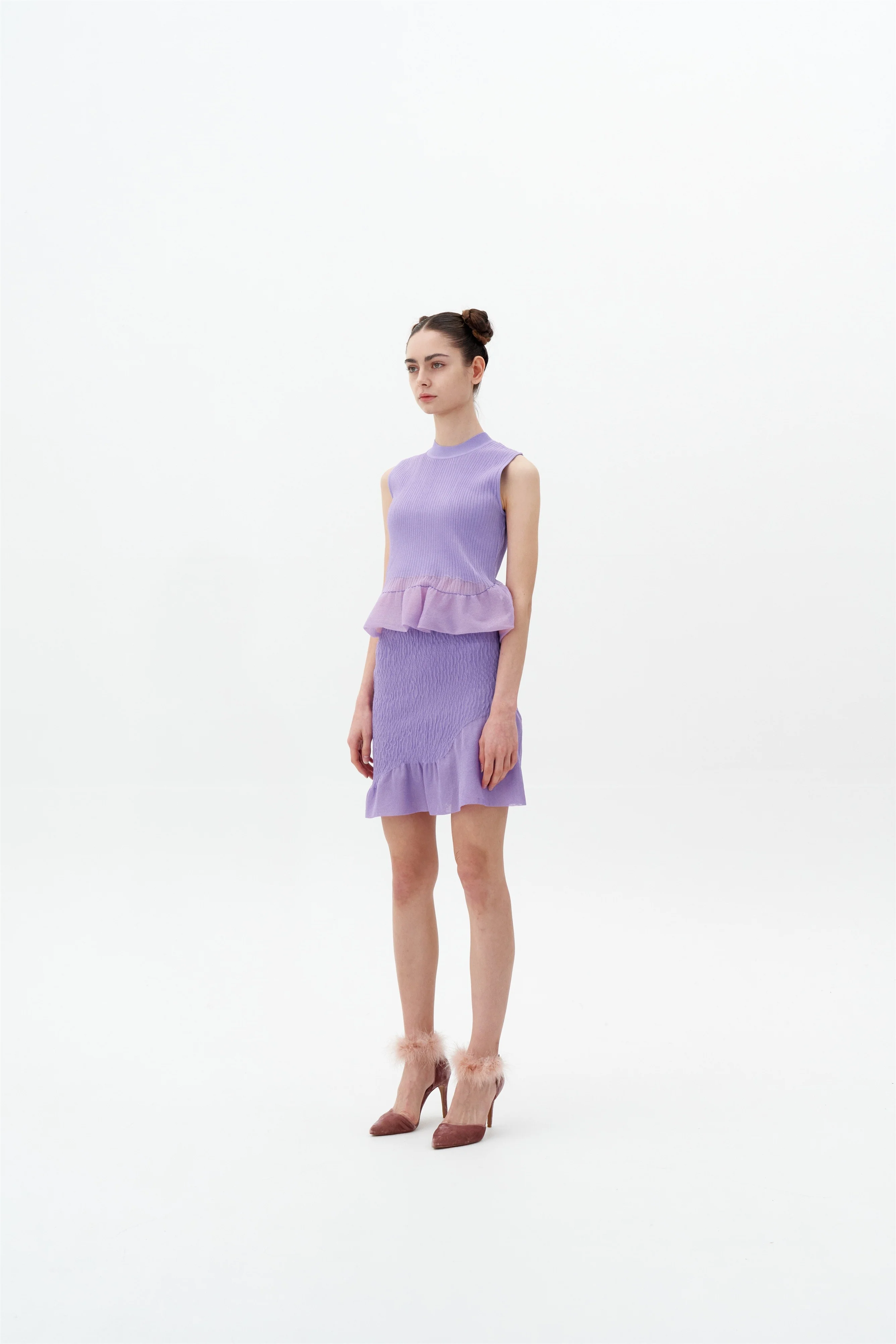 CALIBAN 3D-BUBBLE RUCHED WAVY MINI SKIRT - Image 2