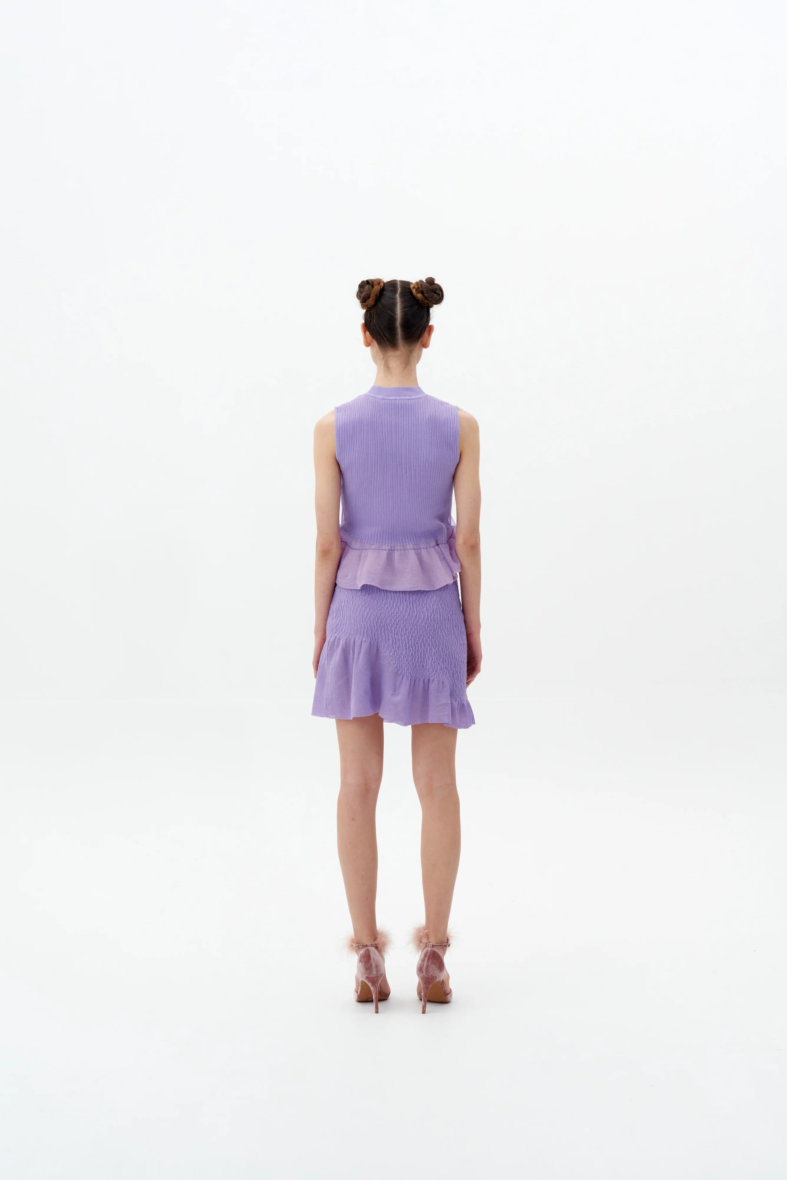 CALIBAN 3D-BUBBLE RUCHED WAVY MINI SKIRT - Image 3