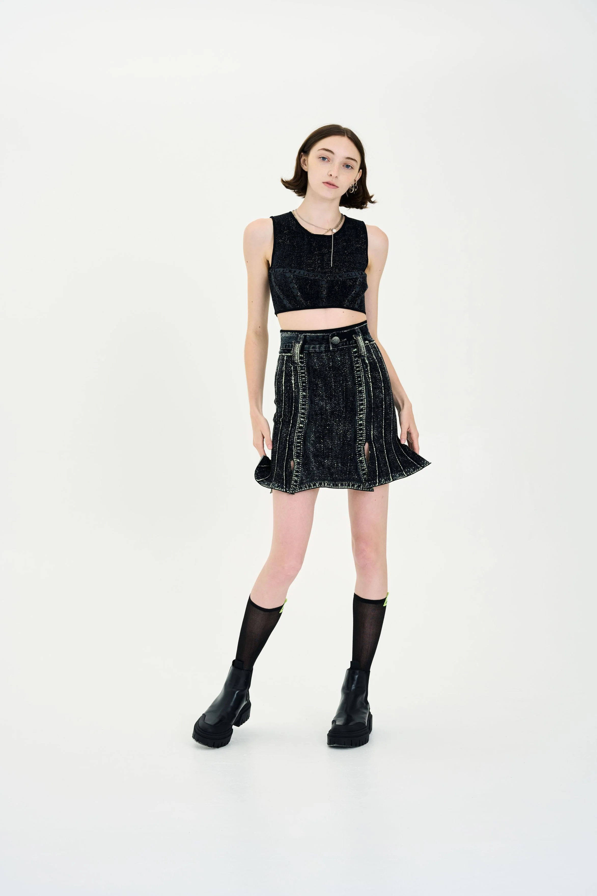 DAHLIA DENIM PRINT CARWASH SKIRT - Image 2