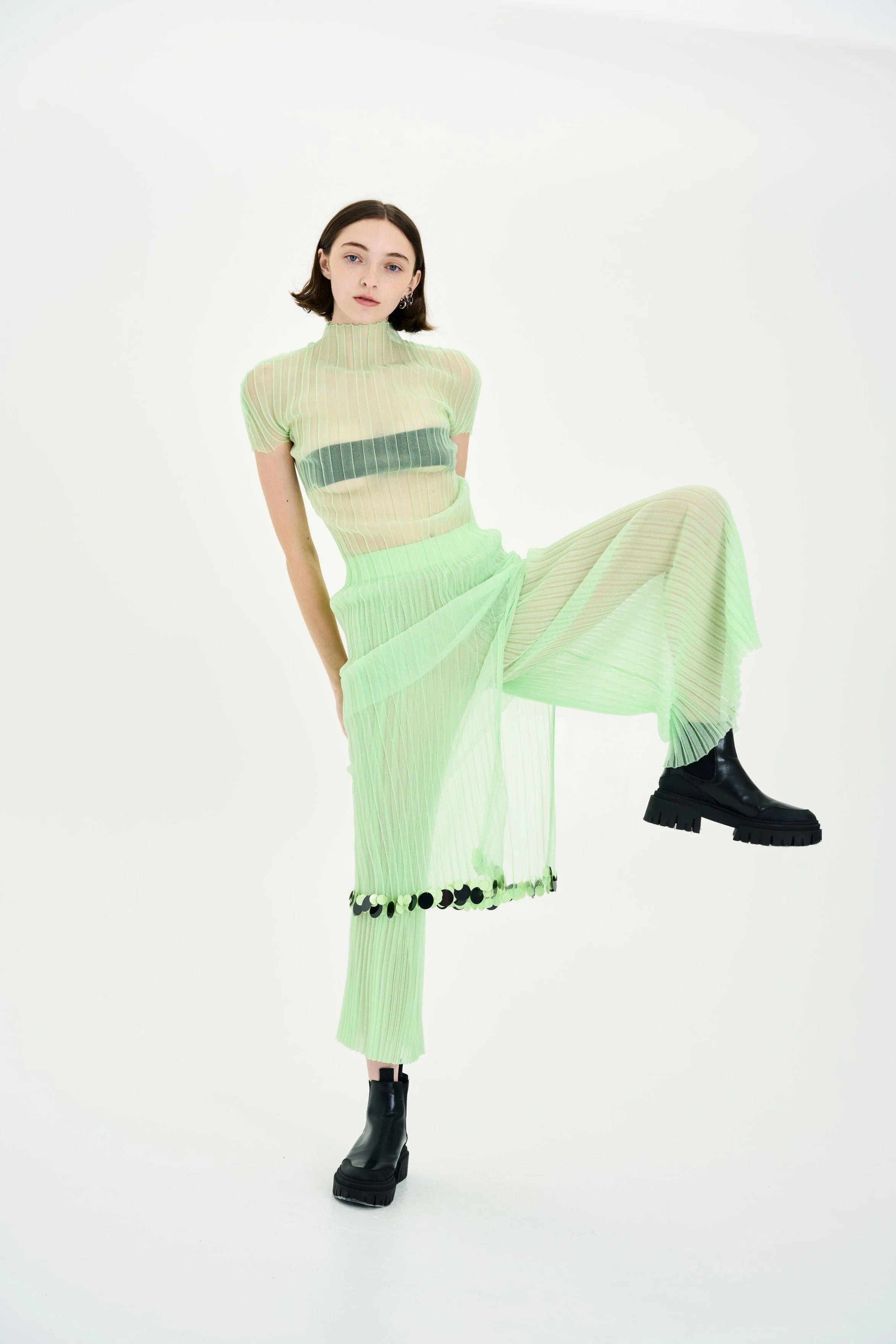 DAISY ORGANZA SHEER WIDE LEG PANTS - Image 2