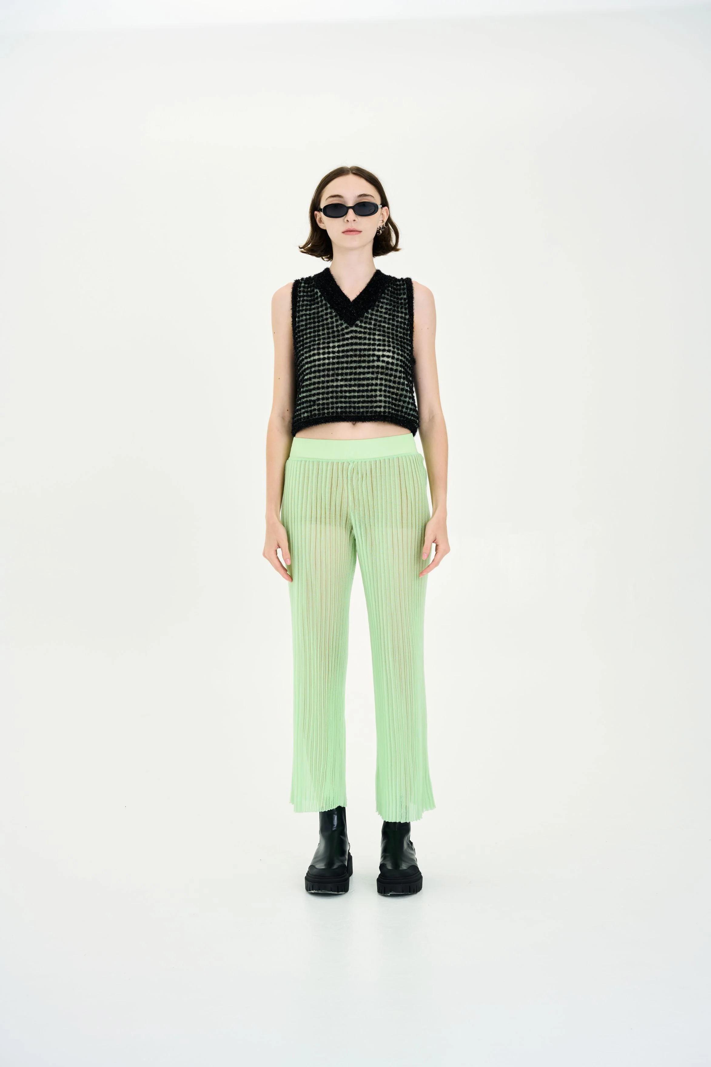 DAISY ORGANZA SHEER WIDE LEG PANTS - Image 3
