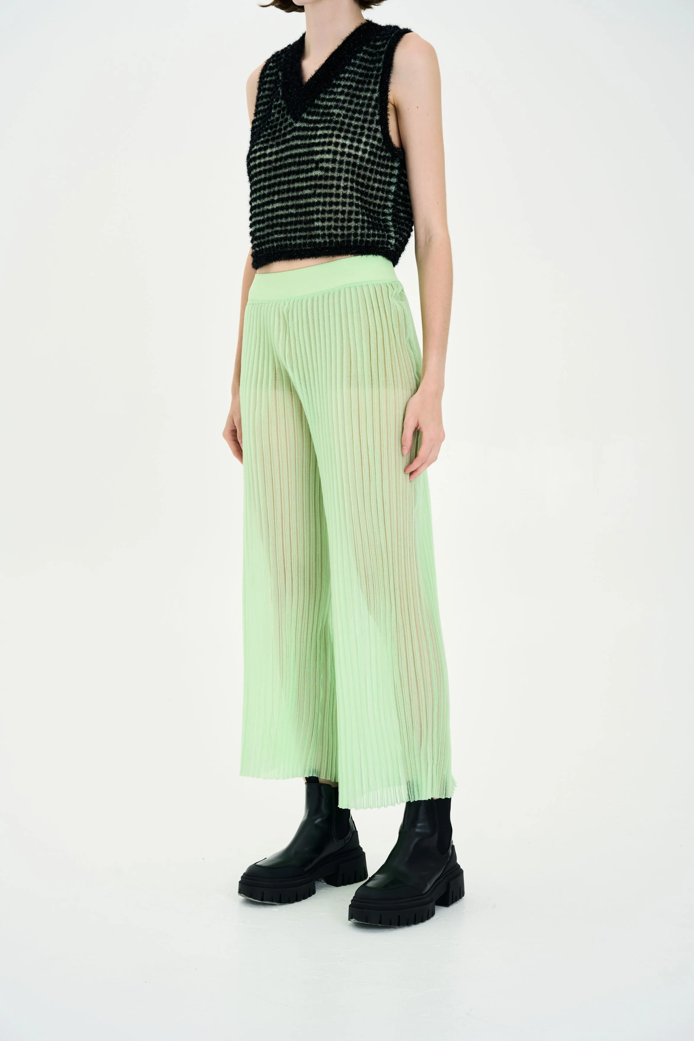 DAISY ORGANZA SHEER WIDE LEG PANTS - Image 5