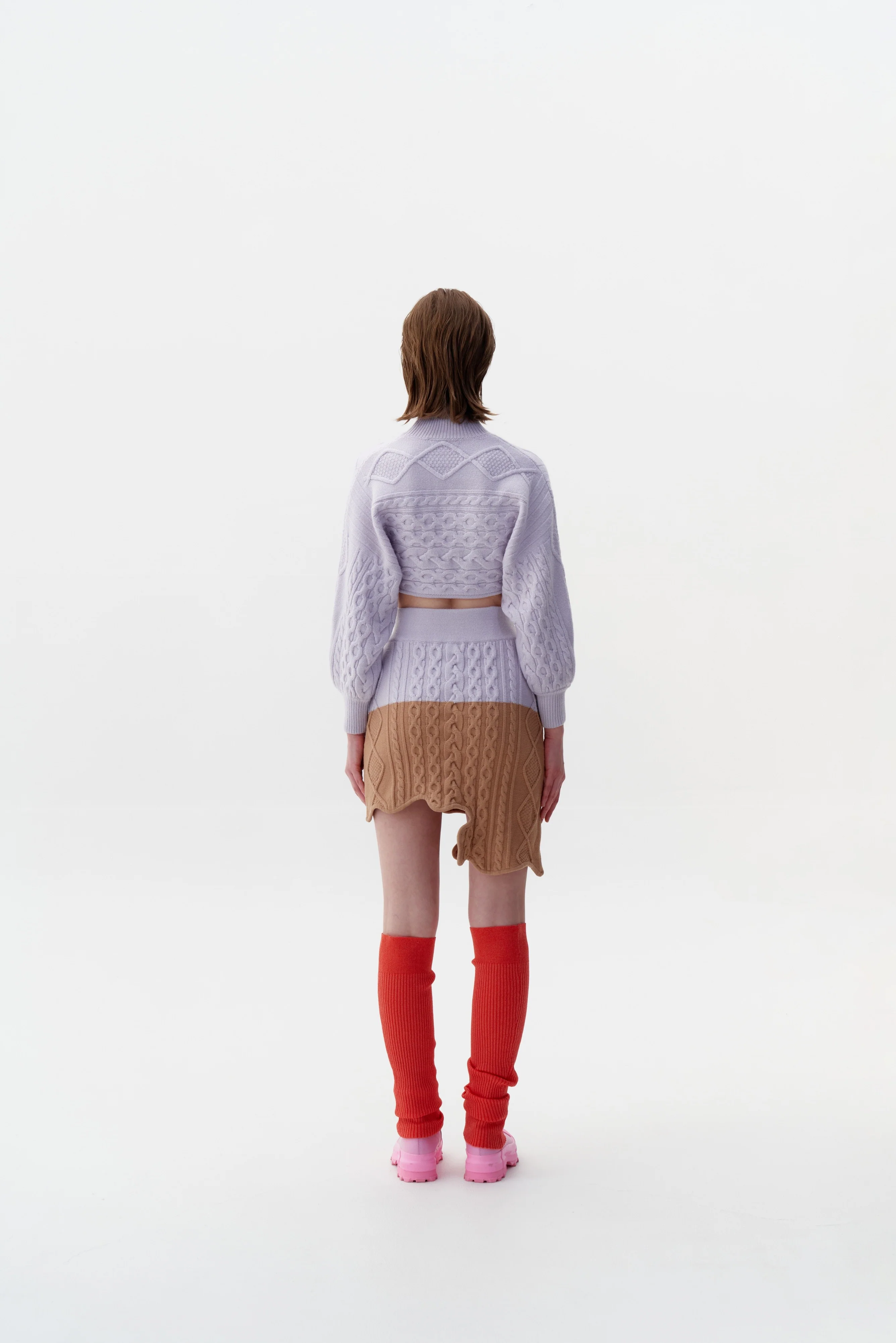 DIA MIXED CABLE KNIT WAVY MINI SKIRT - Image 3