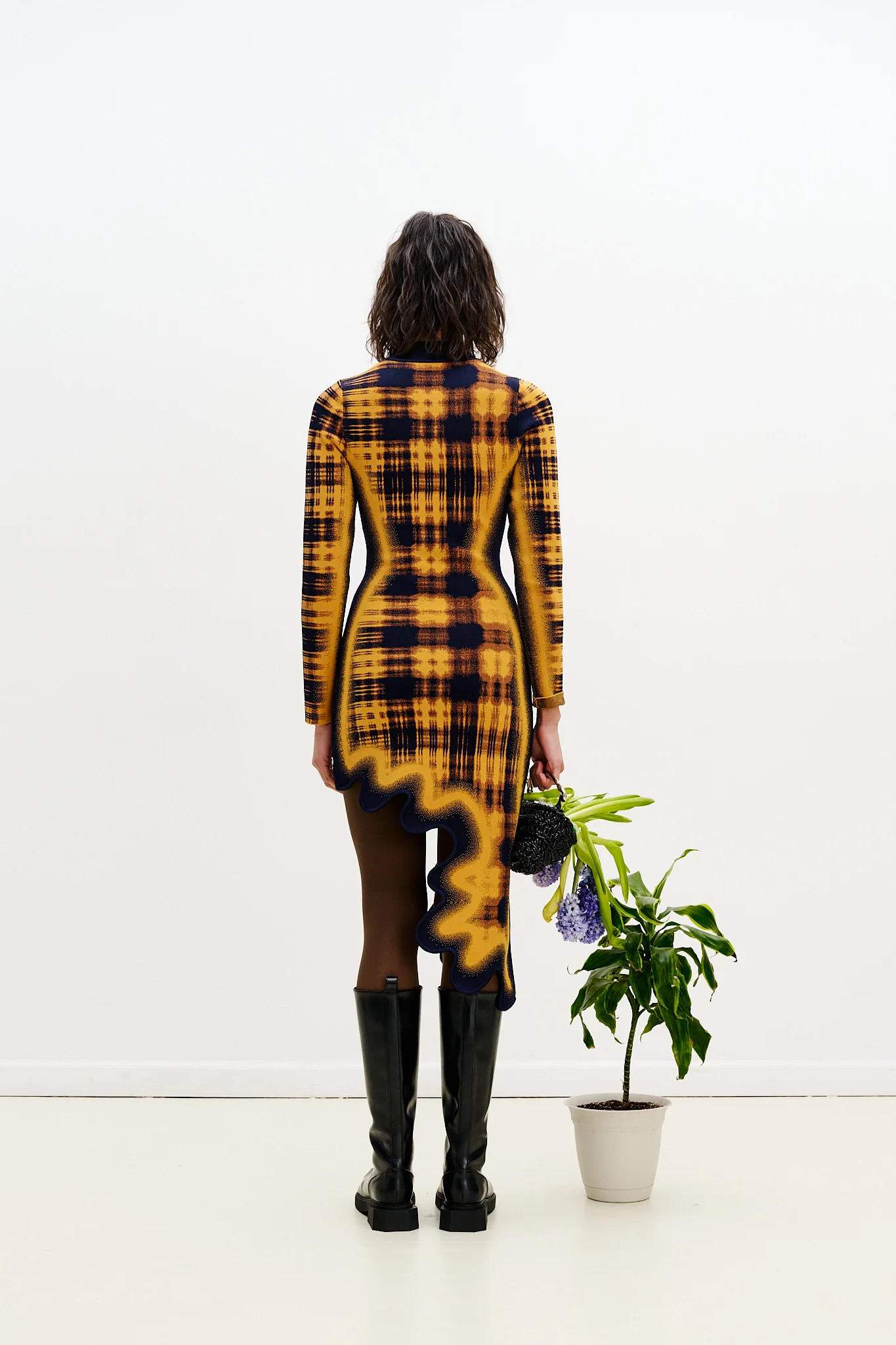 DOBBY LONG SLEEVE WAVY DRESS - Image 3