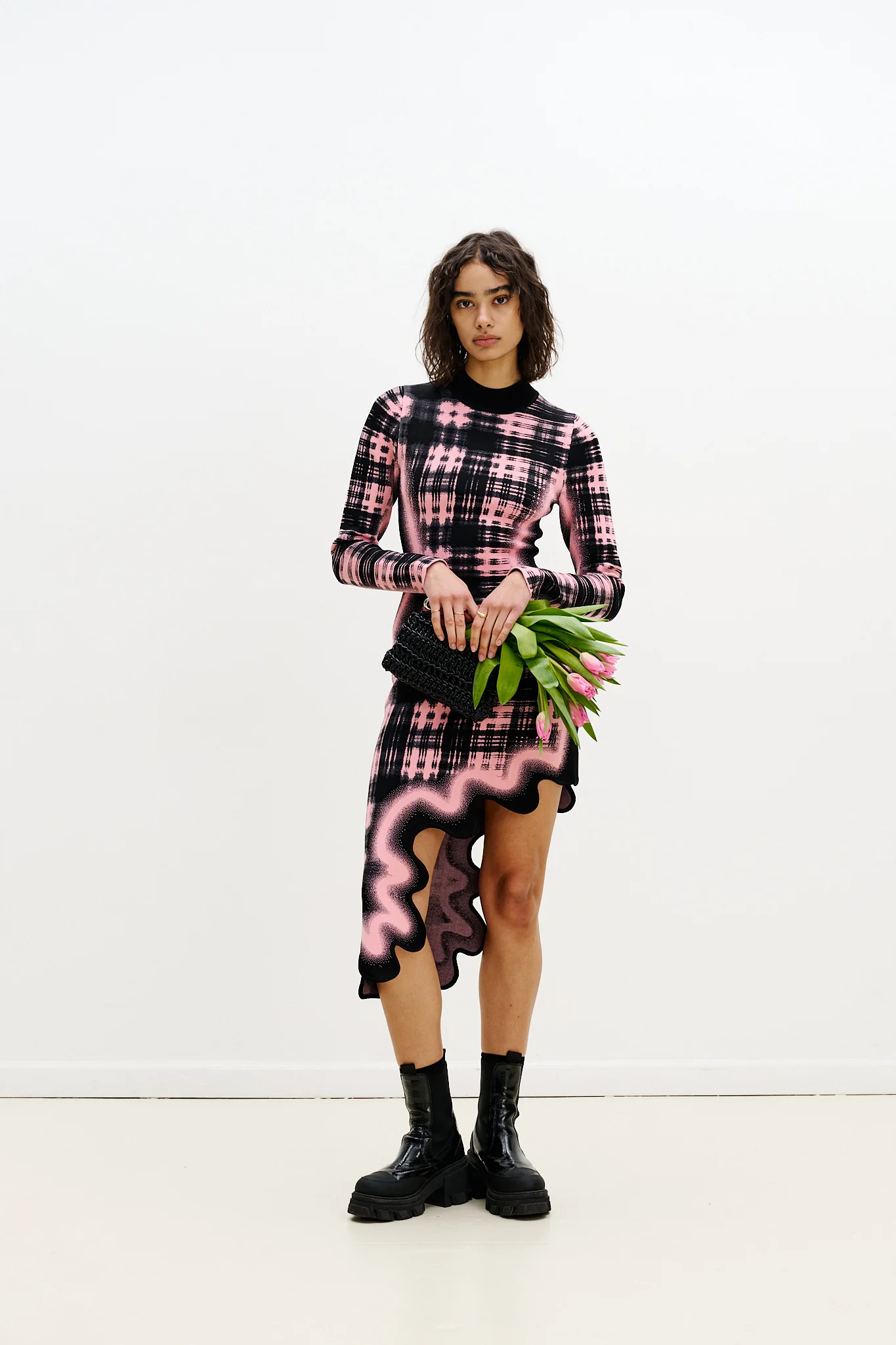 DOBBY LONG SLEEVE WAVY DRESS - Image 3