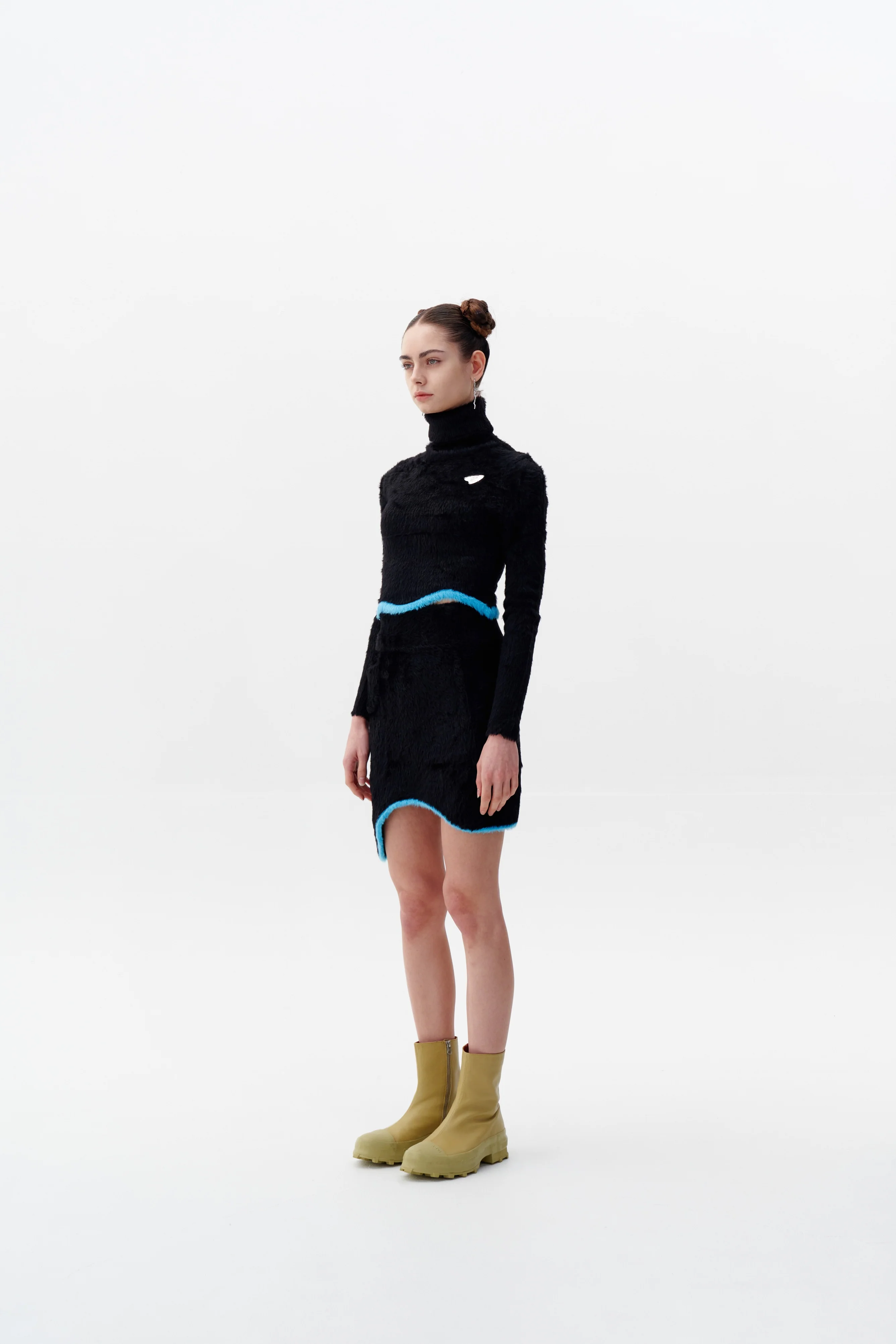 ELARA ECO FAUX FUR CROPPED TURTLENECK PULLOVER - Image 2