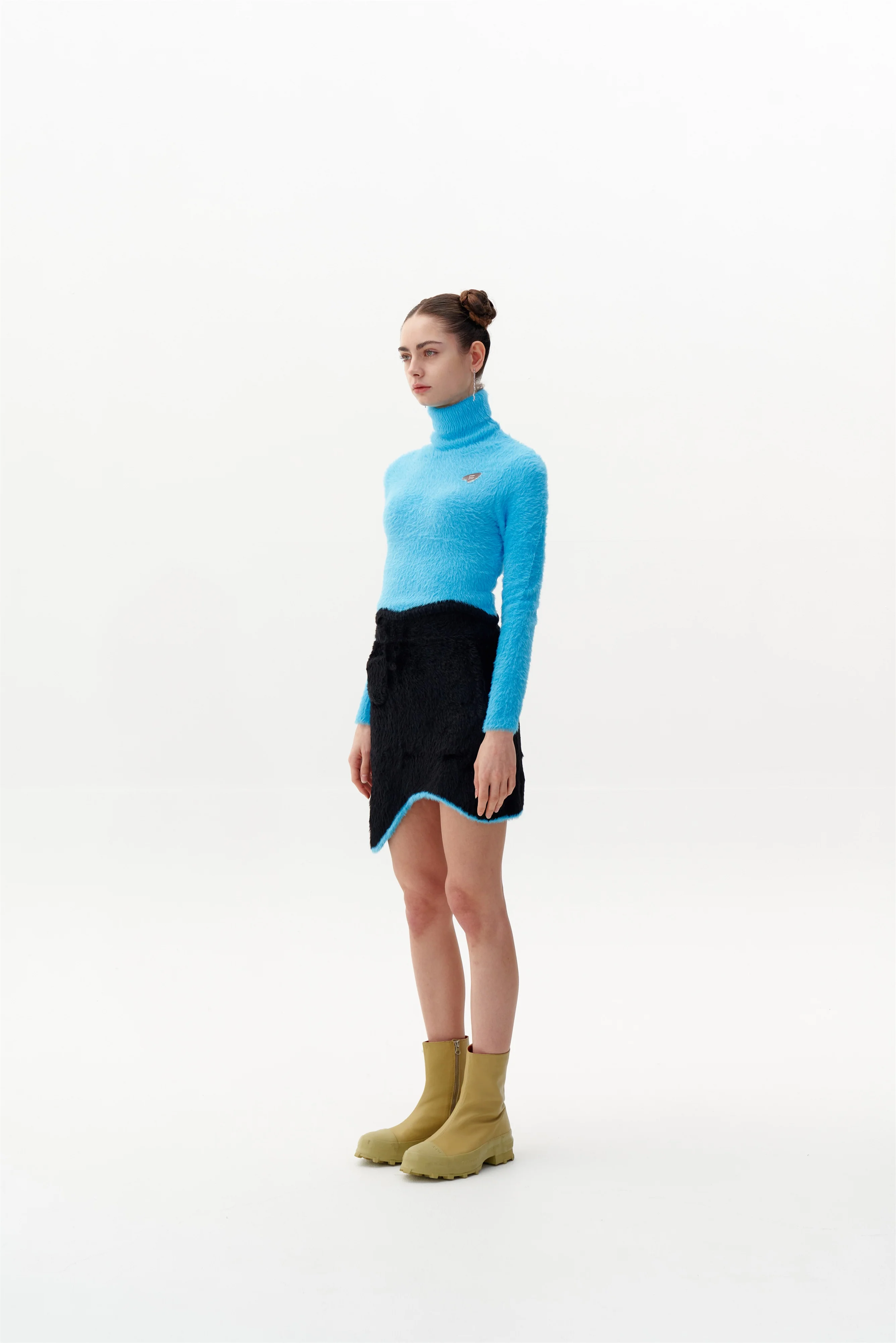 ELARA ECO FAUX FUR CROPPED TURTLENECK PULLOVER - Image 2