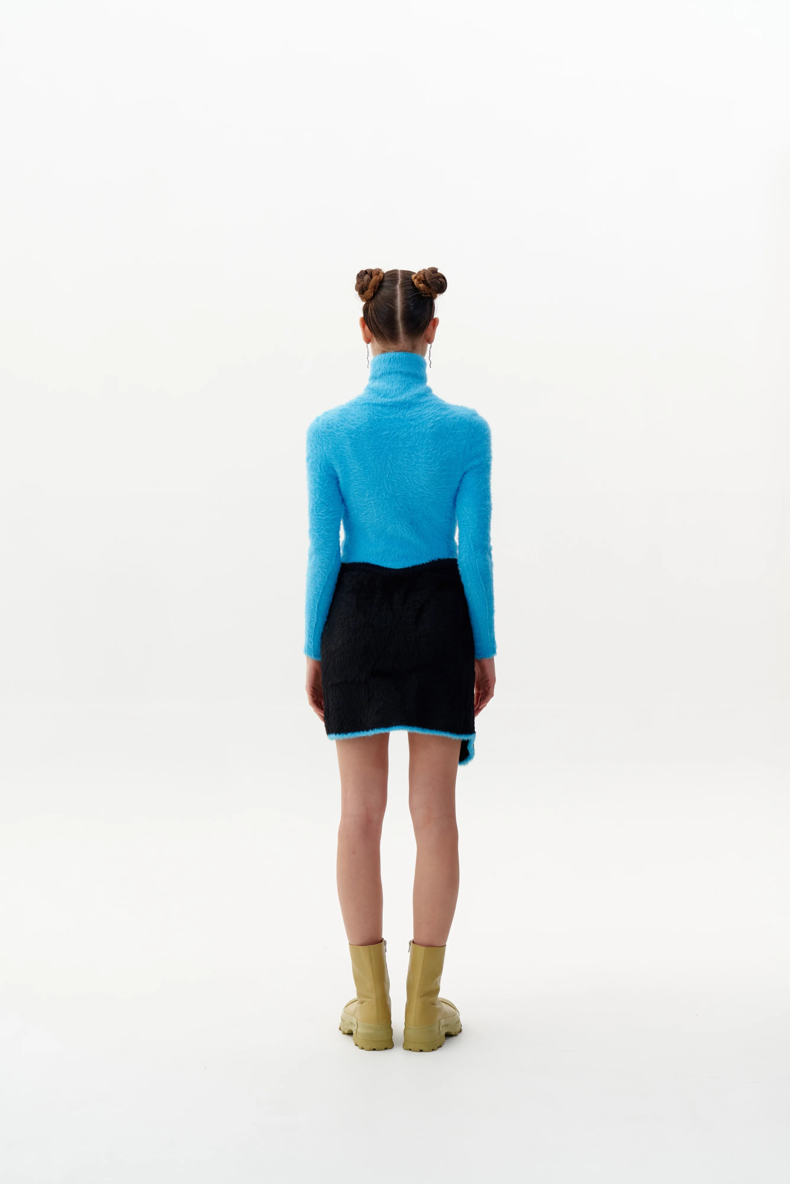 ELARA ECO FAUX FUR CROPPED TURTLENECK PULLOVER - Image 3
