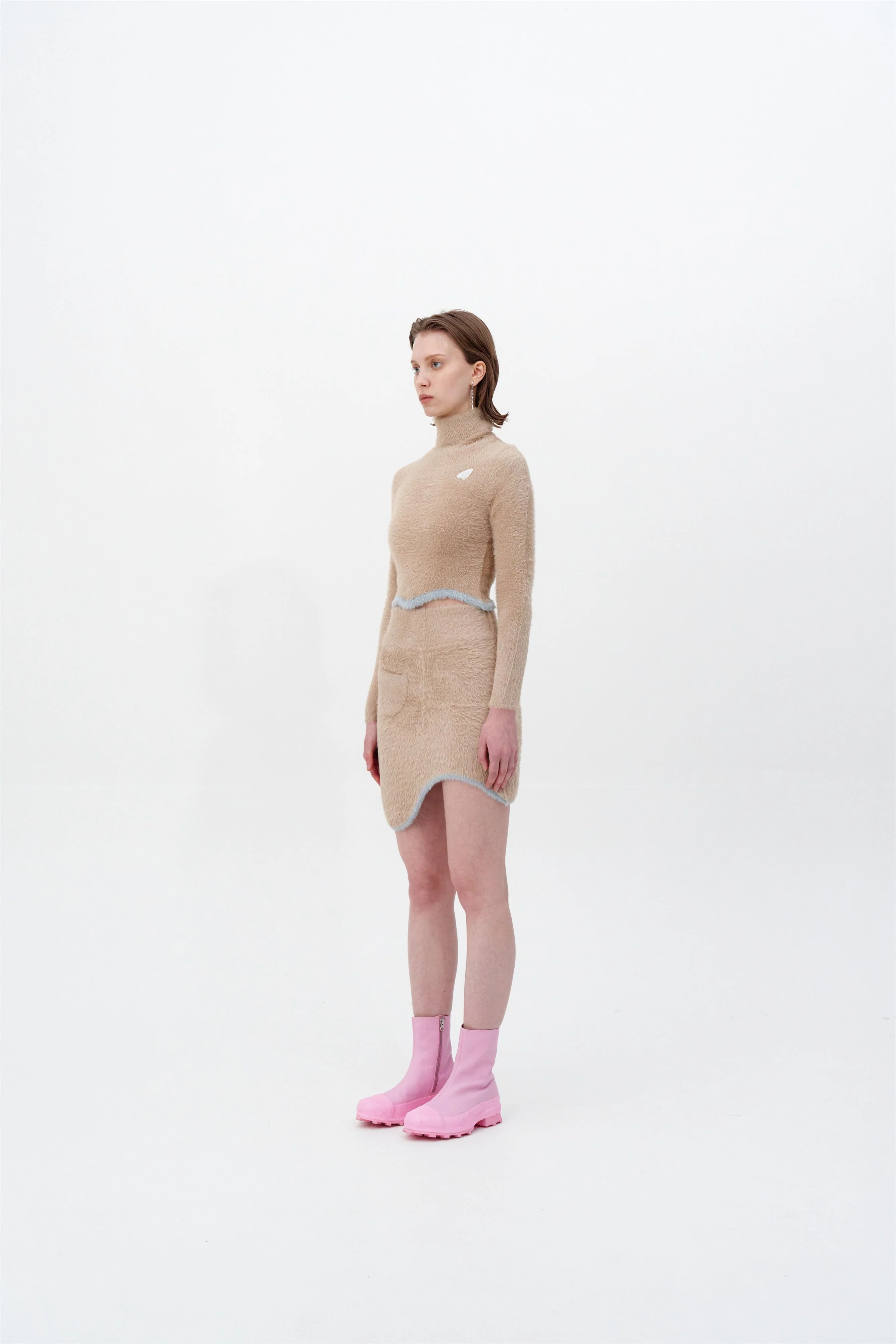 ELARA ECO FAUX FUR CROPPED TURTLENECK PULLOVER - Image 2