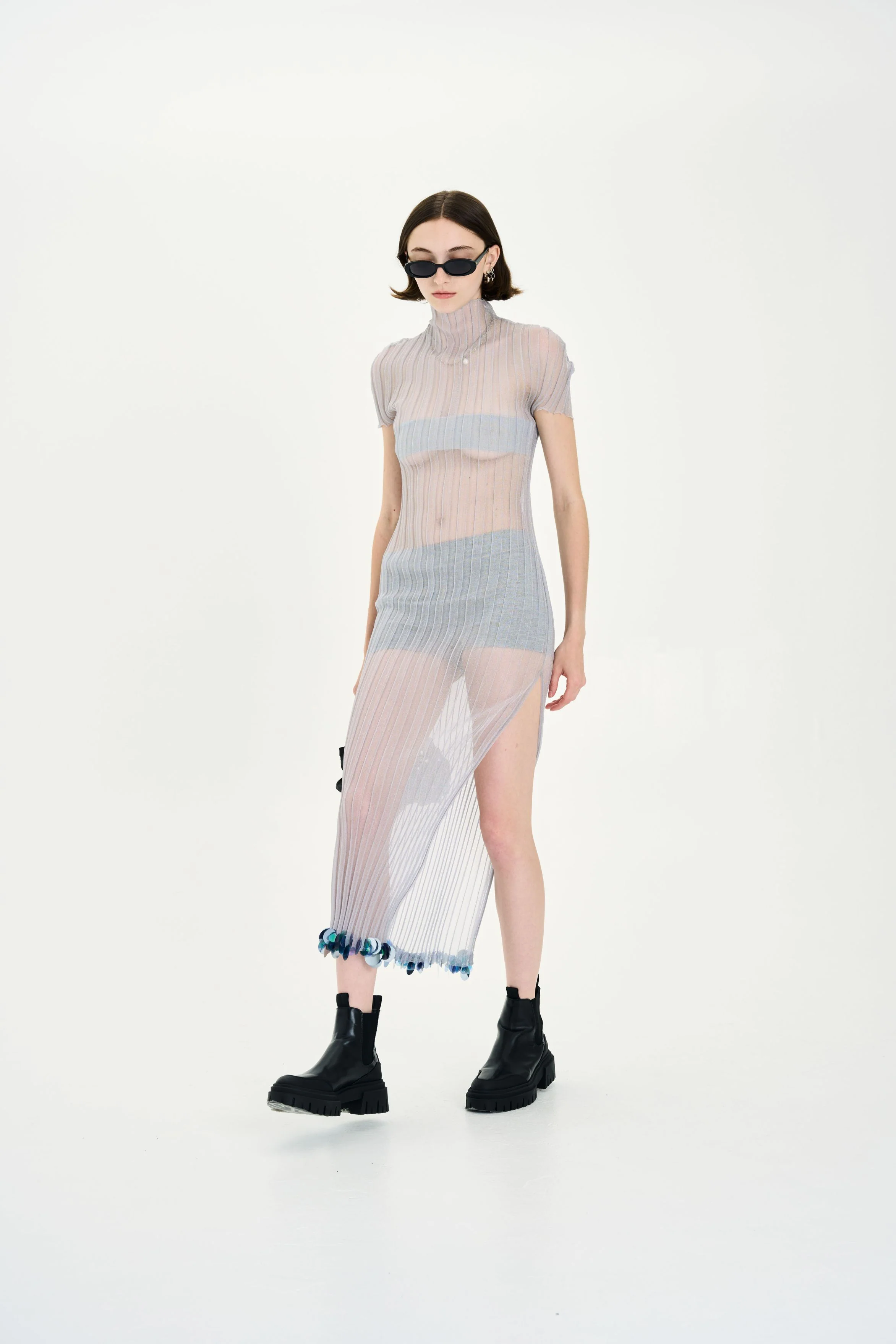 ERICA ORGANZA PLEATED SHEER DRESS - Image 2