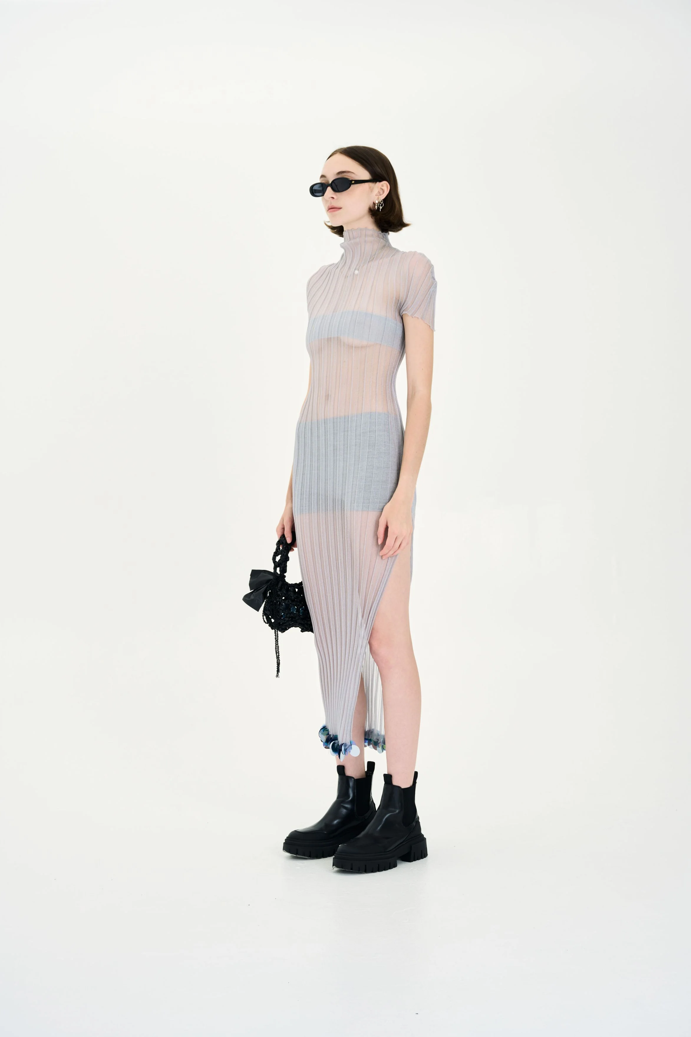 ERICA ORGANZA PLEATED SHEER DRESS - Image 3