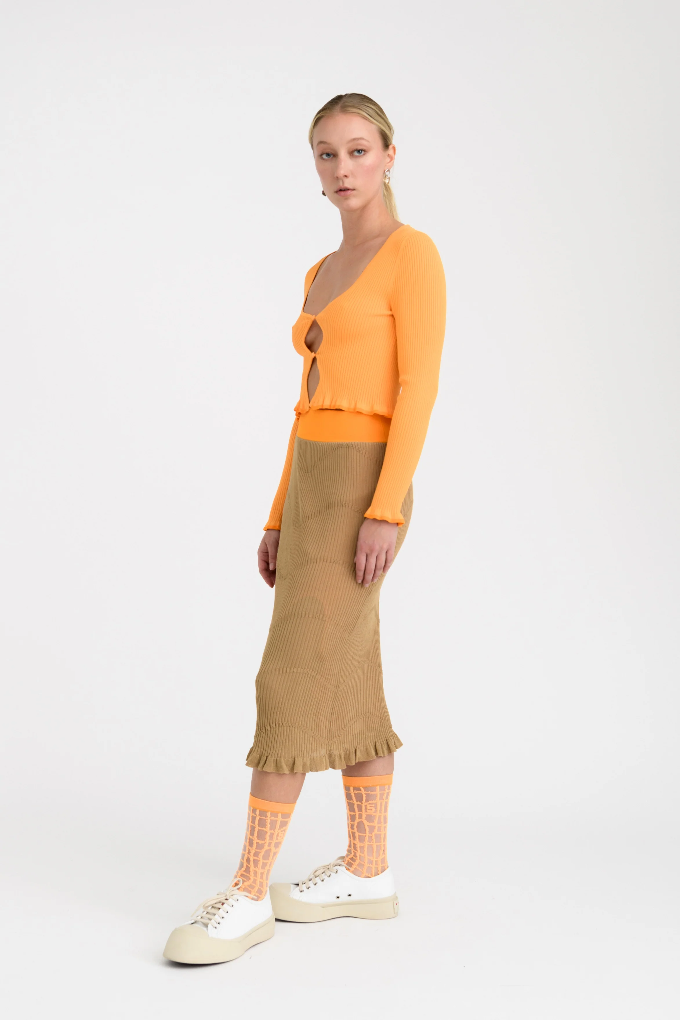 FINLEY DOUBLE LAYER MIDI SKIRT - Image 3