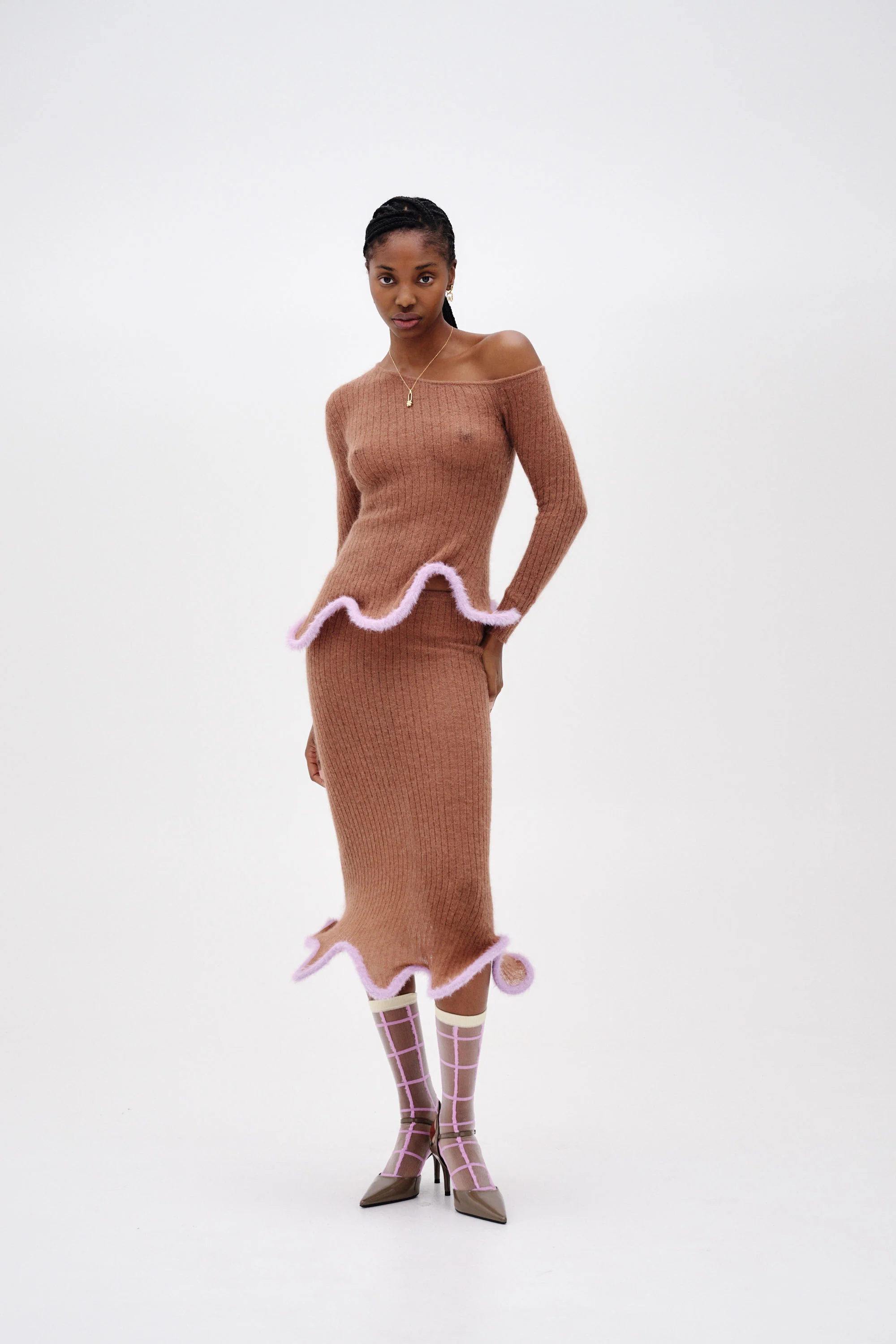 GINNY ALPACA WAVY MIDI SKIRT - Image 2