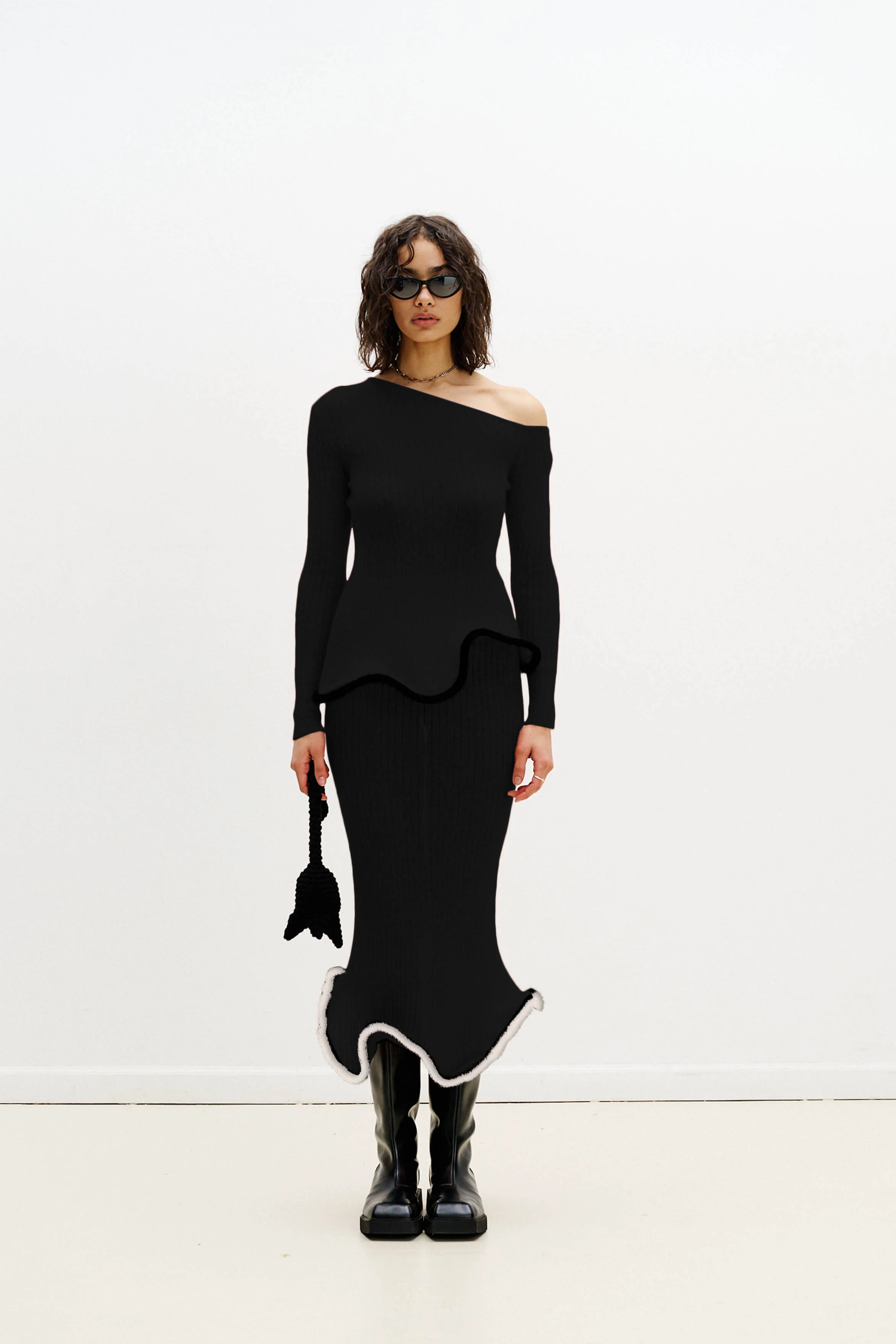GINNY ALPACA WAVY MIDI SKIRT - Image 2