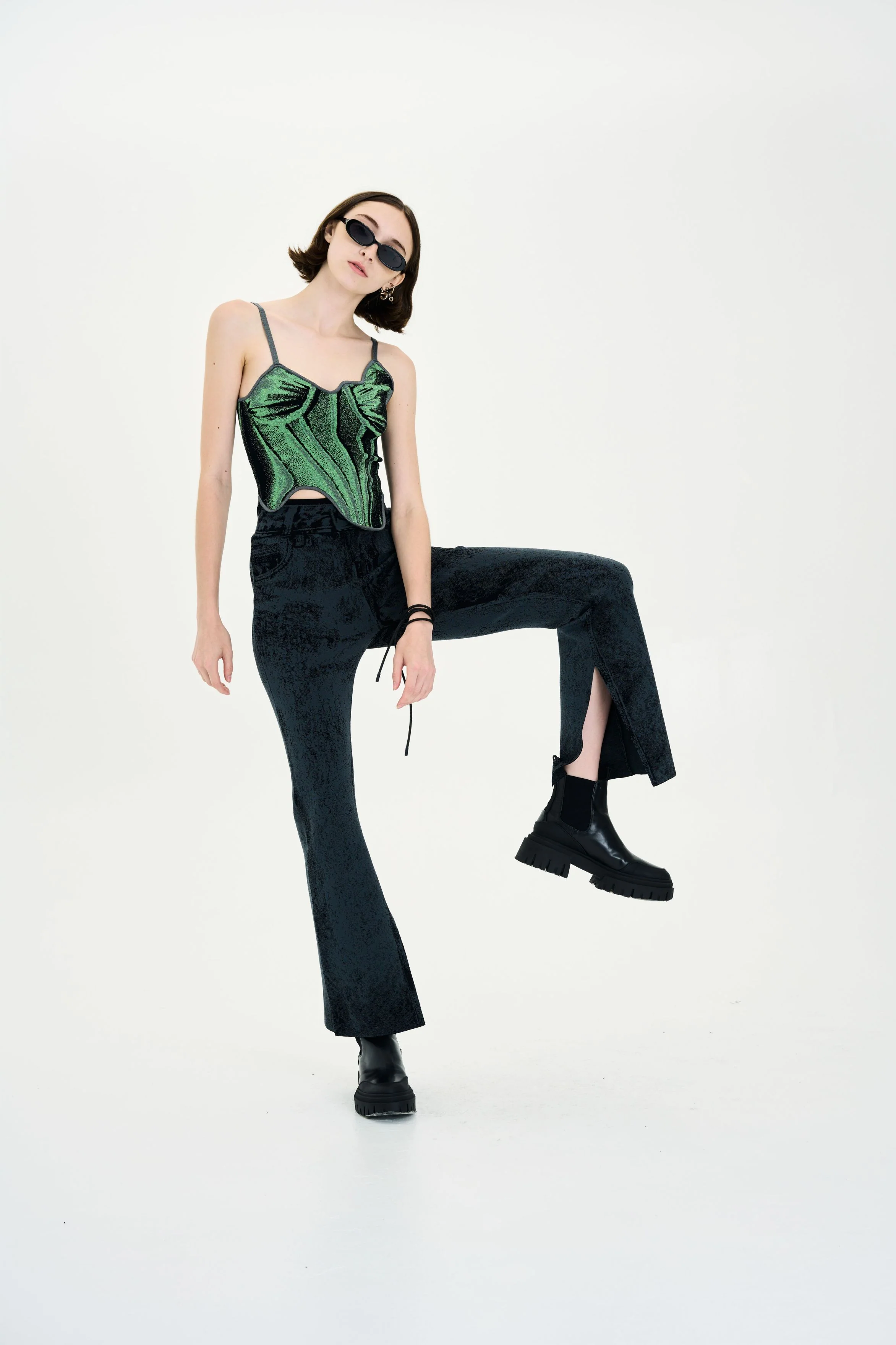 HAZEL DENIM PRINT SKINNY JEANS WITH SLIT - Image 2