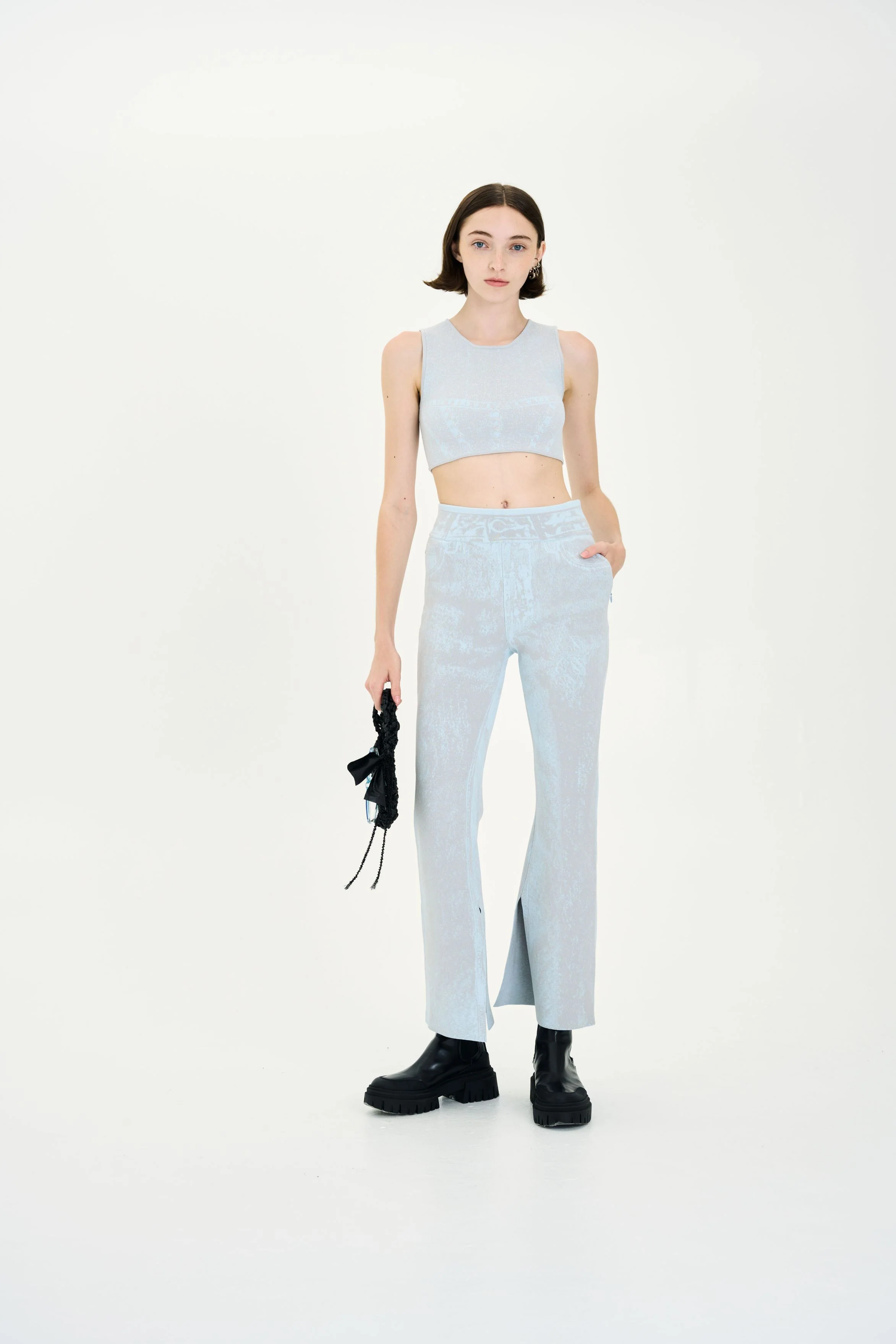 HAZEL DENIM PRINT SKINNY JEANS WITH SLIT - Image 3