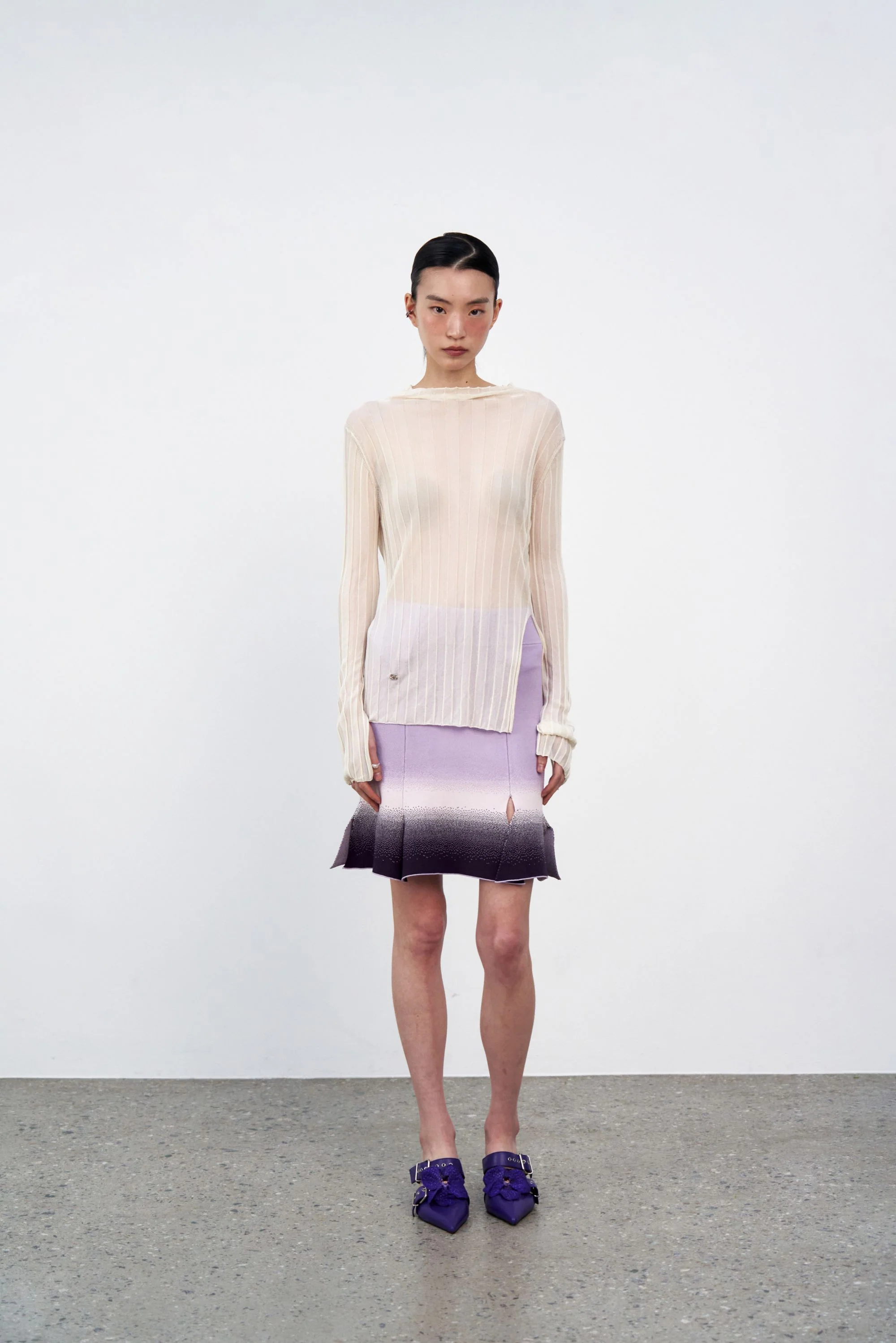 INDIGO SHEER TANK LONG SLEEVE PULLOVER - Image 2