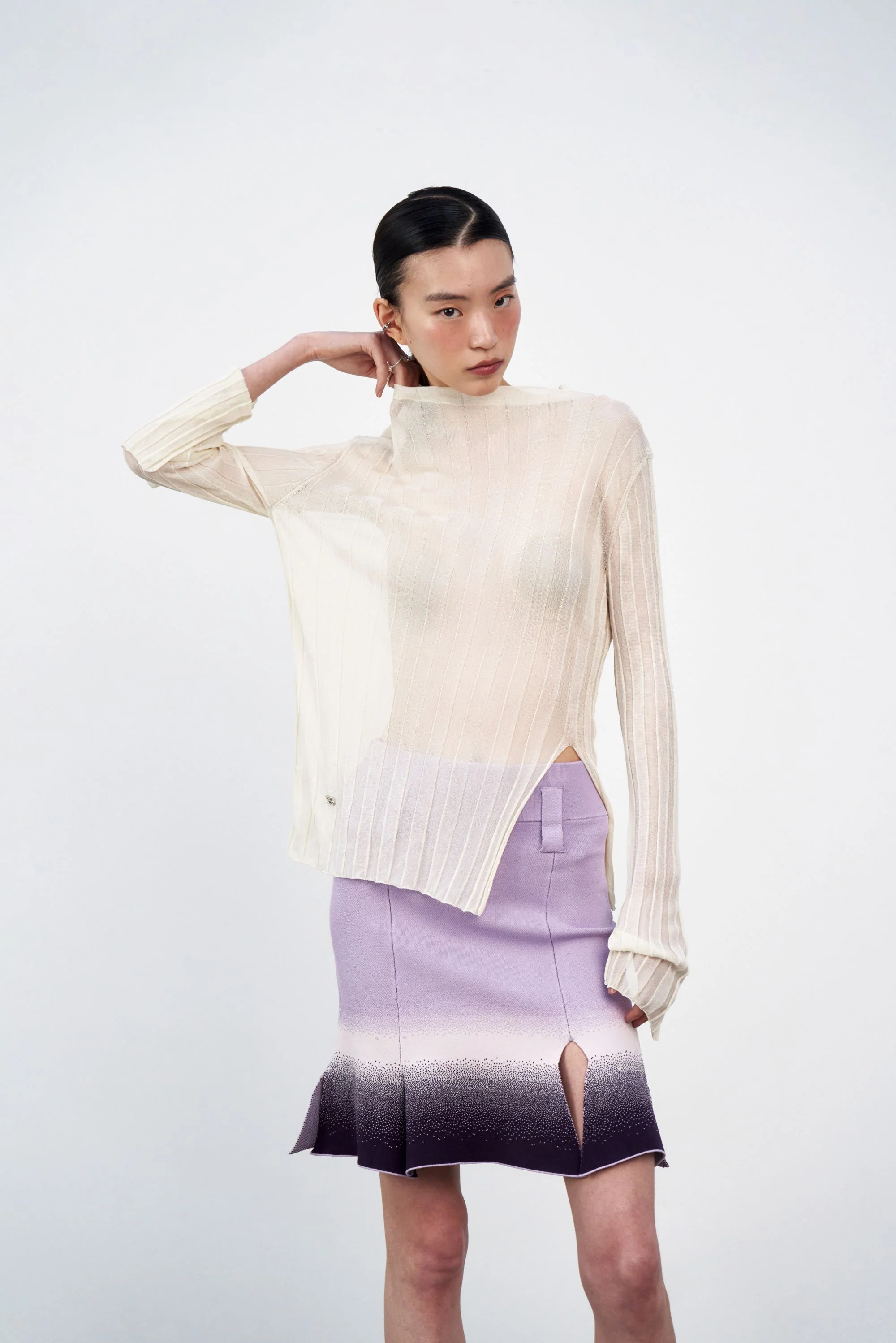 INDIGO SHEER TANK LONG SLEEVE PULLOVER - Image 3