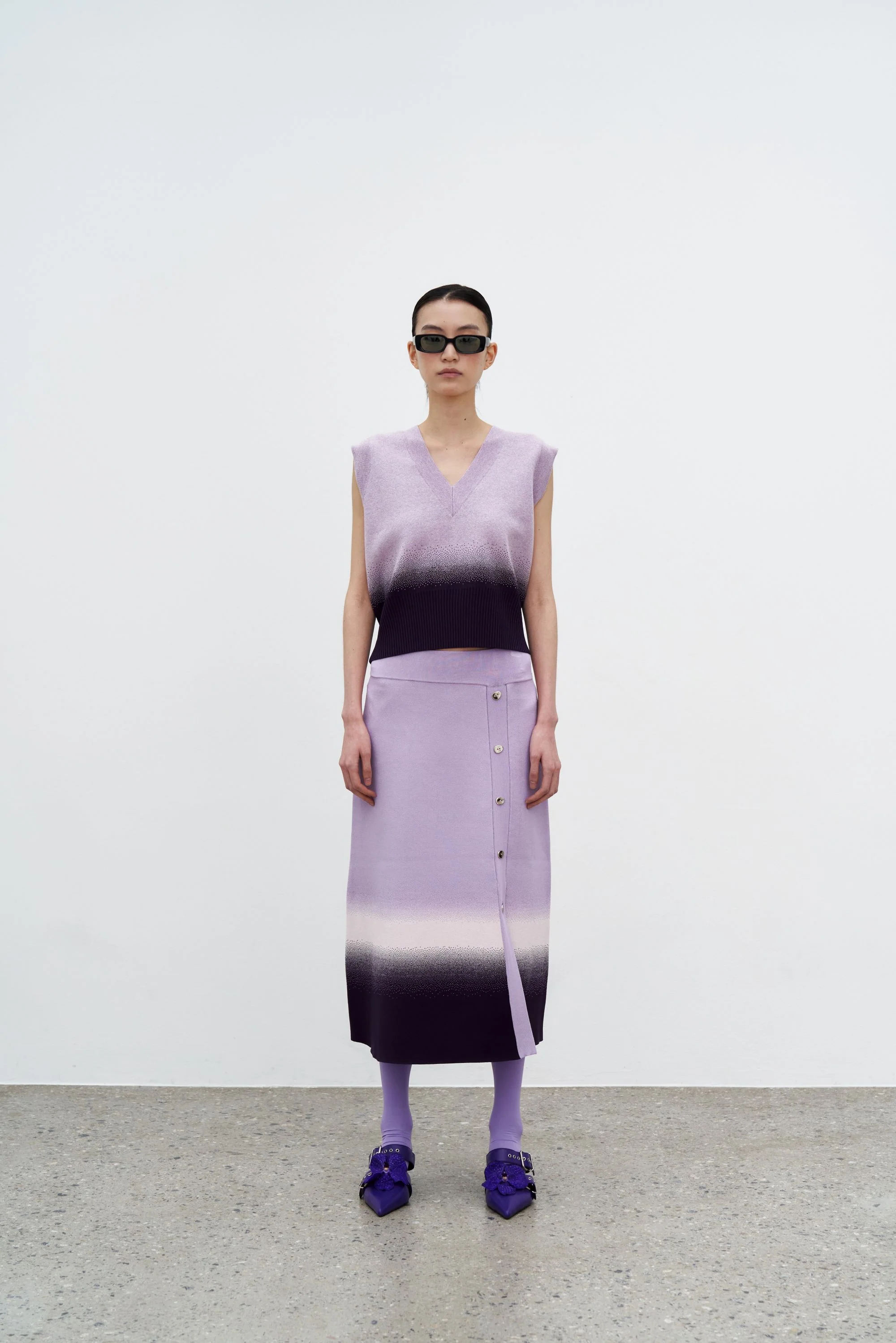 KAFKA GRADIENT PRINT A-LINE MIDI SKIRT - Image 3